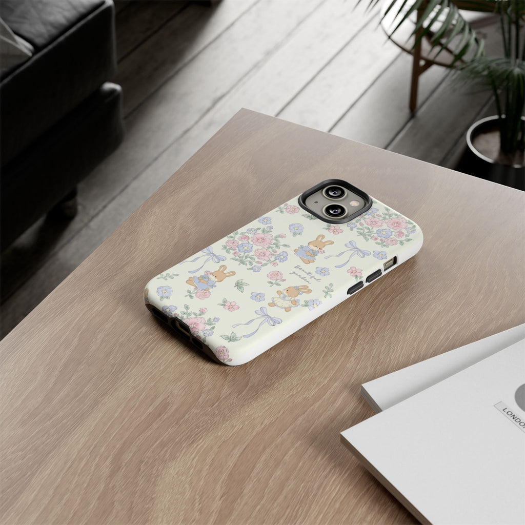 Floral Bunny Phone Case — "Beautiful Garden" Protective iPhone Cover