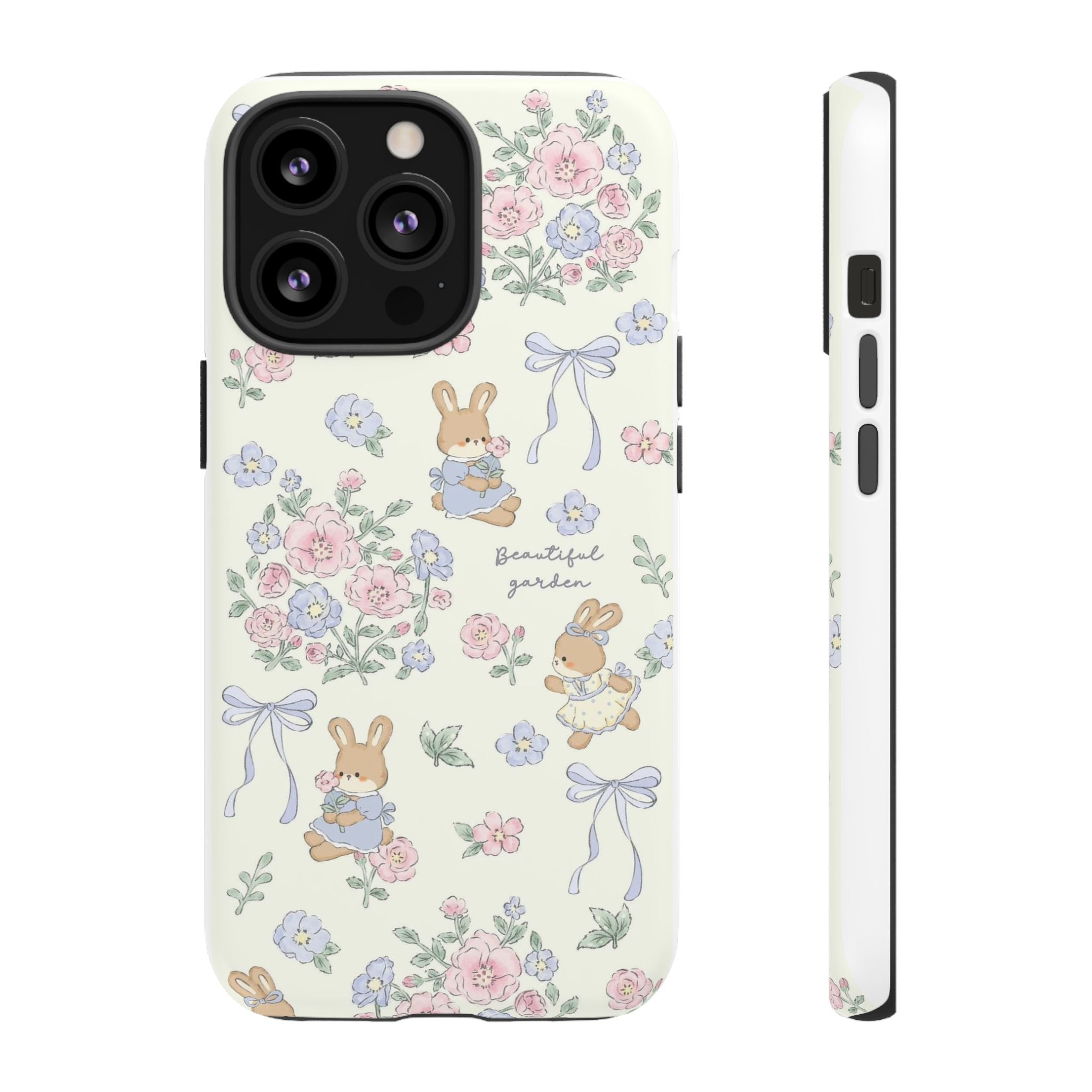 Floral Bunny Phone Case — "Beautiful Garden" Protective iPhone Cover