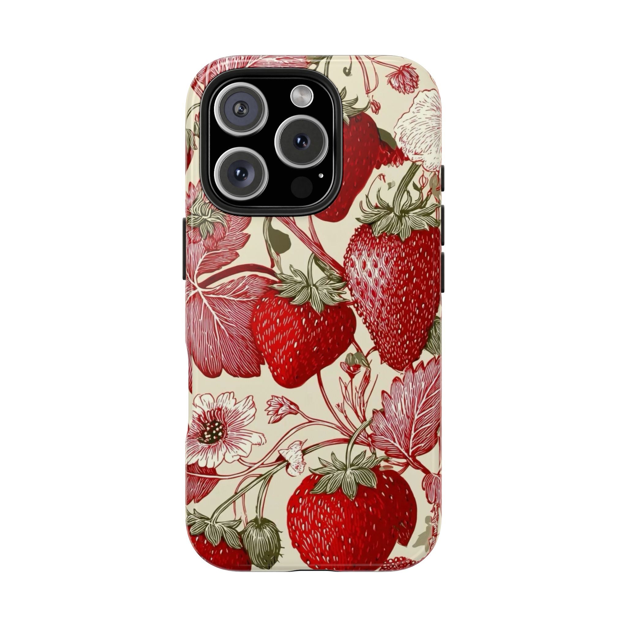 Strawberry Vintage Tough Phone Case — Protective Floral iPhone Cover
