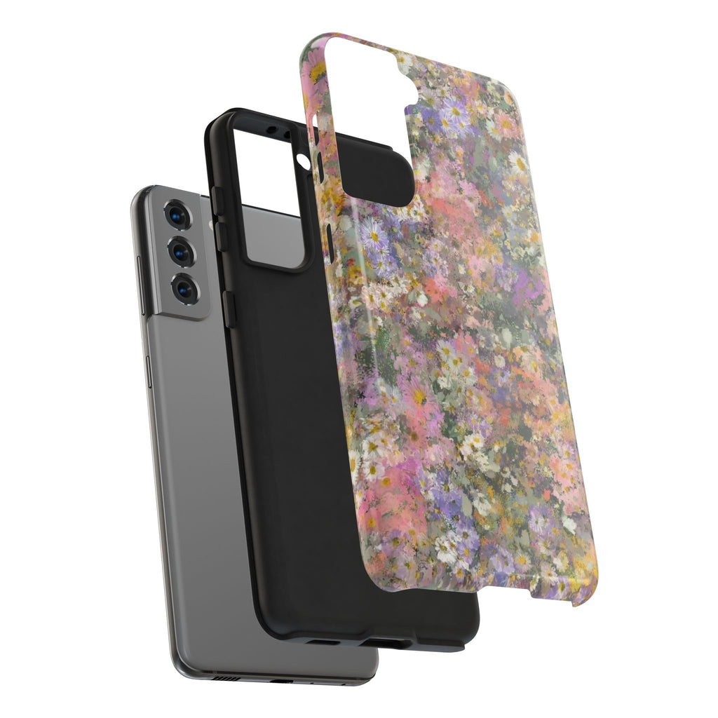 Floral Impression Tough Phone Case — Pastel Meadow Protective Cover