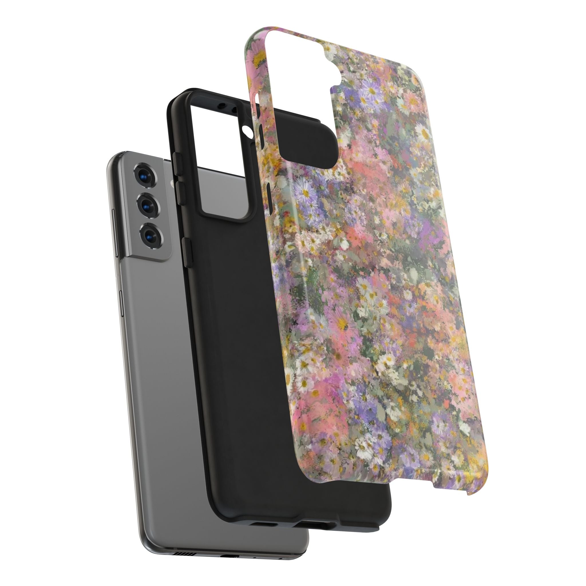 Floral Impression Tough Phone Case — Pastel Meadow Protective Cover