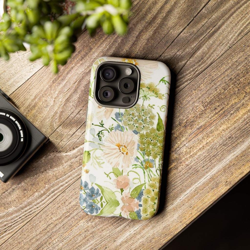 Floral Watercolor Phone Case — Pastel Garden Tough Case