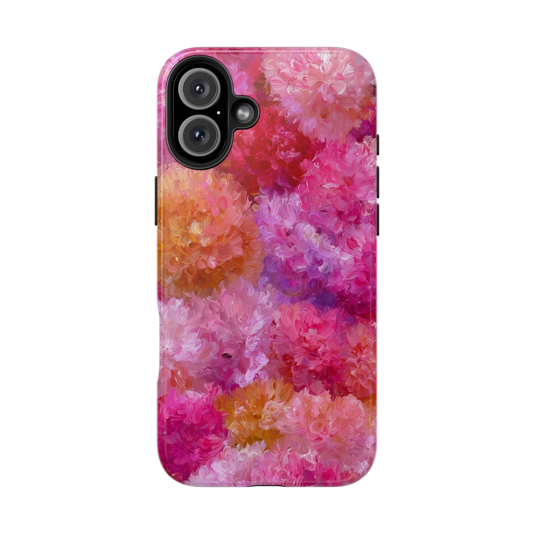 Floral Burst Tough Phone Case — Pink Watercolor Peony Protective Cover