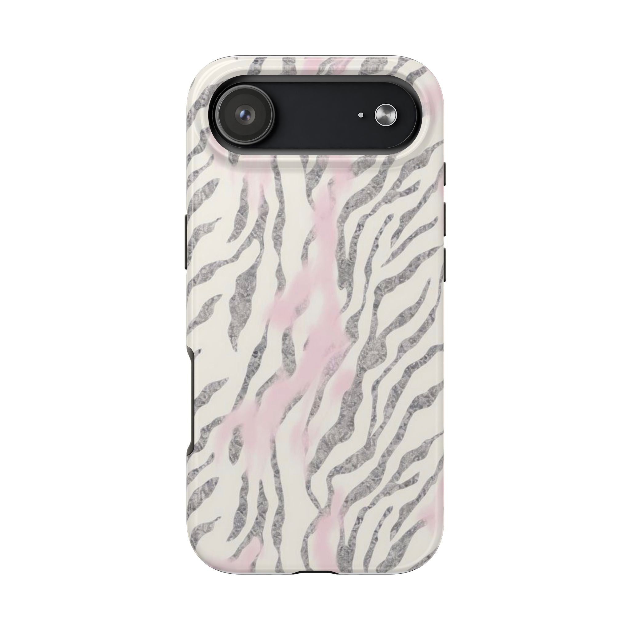 Zebra Blush Tough Phone Case — Pink Marble Animal Print Protective Cover