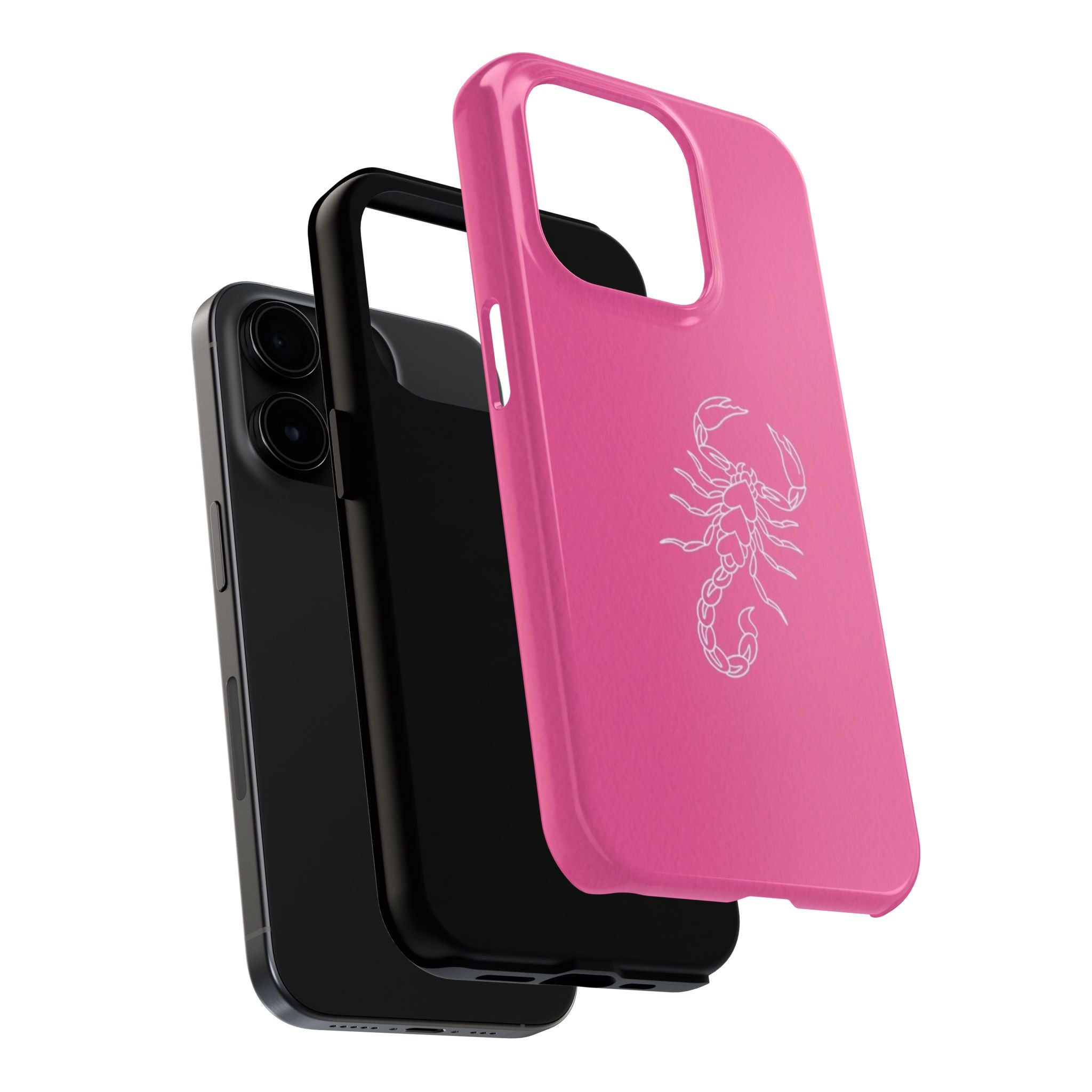 Pink Scorpion Tough Phone Case — Protective iPhone Case with White Scorpion Design