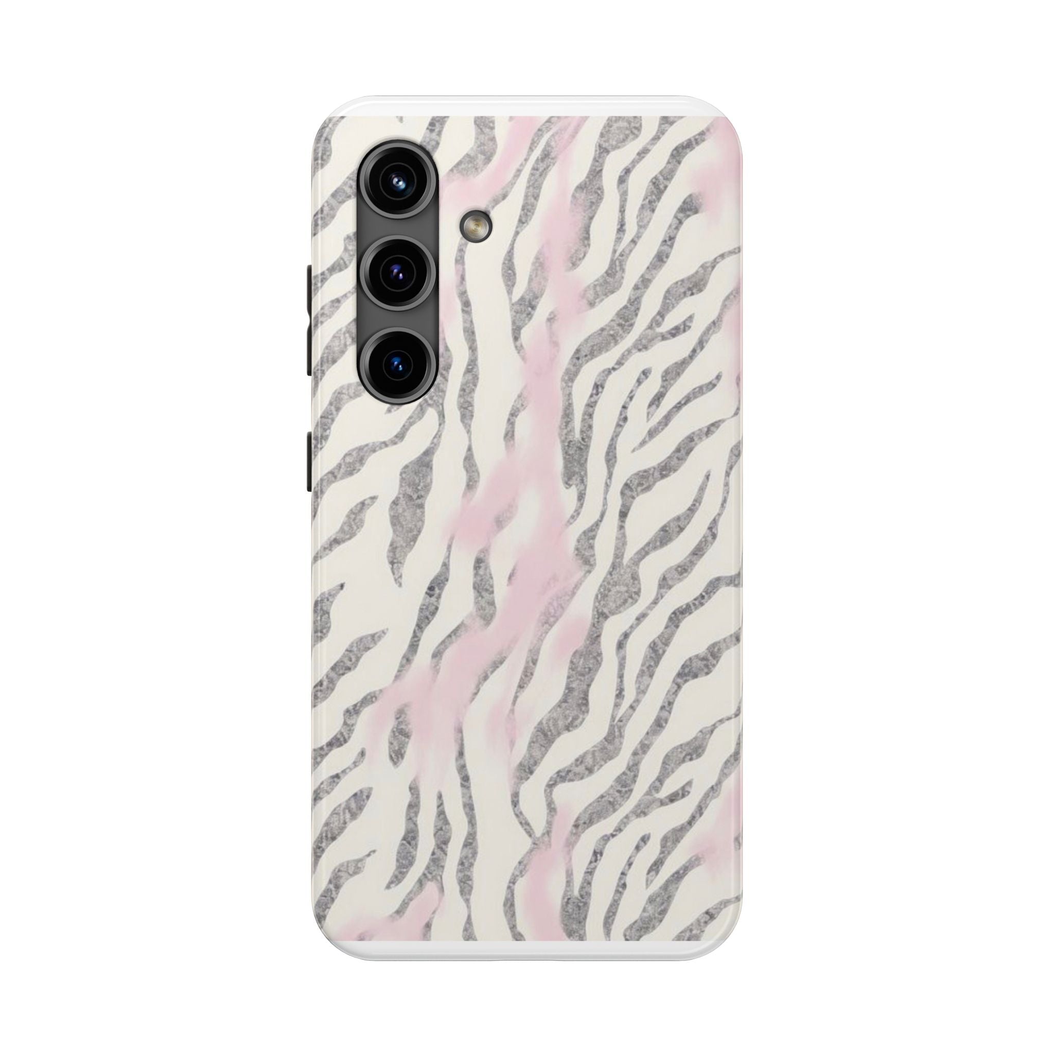 Zebra Blush Tough Phone Case — Pink Marble Animal Print Protective Cover