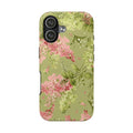 Floral Green Tough Phone Case — Vintage Pink Hydrangea Protective Phone Cover