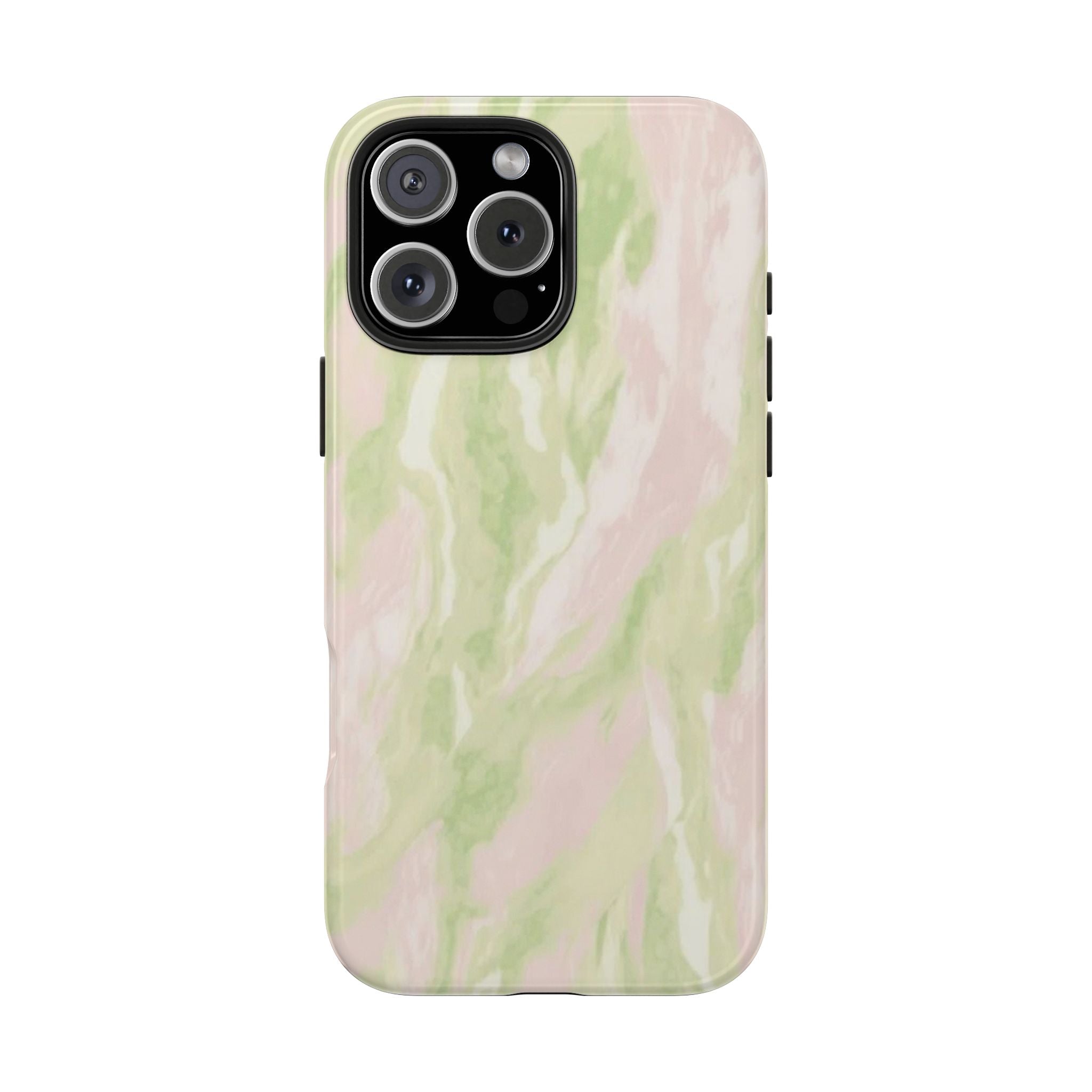 Pastel Marble Tough Phone Case — Pink & Sage Protective Phone Cover
