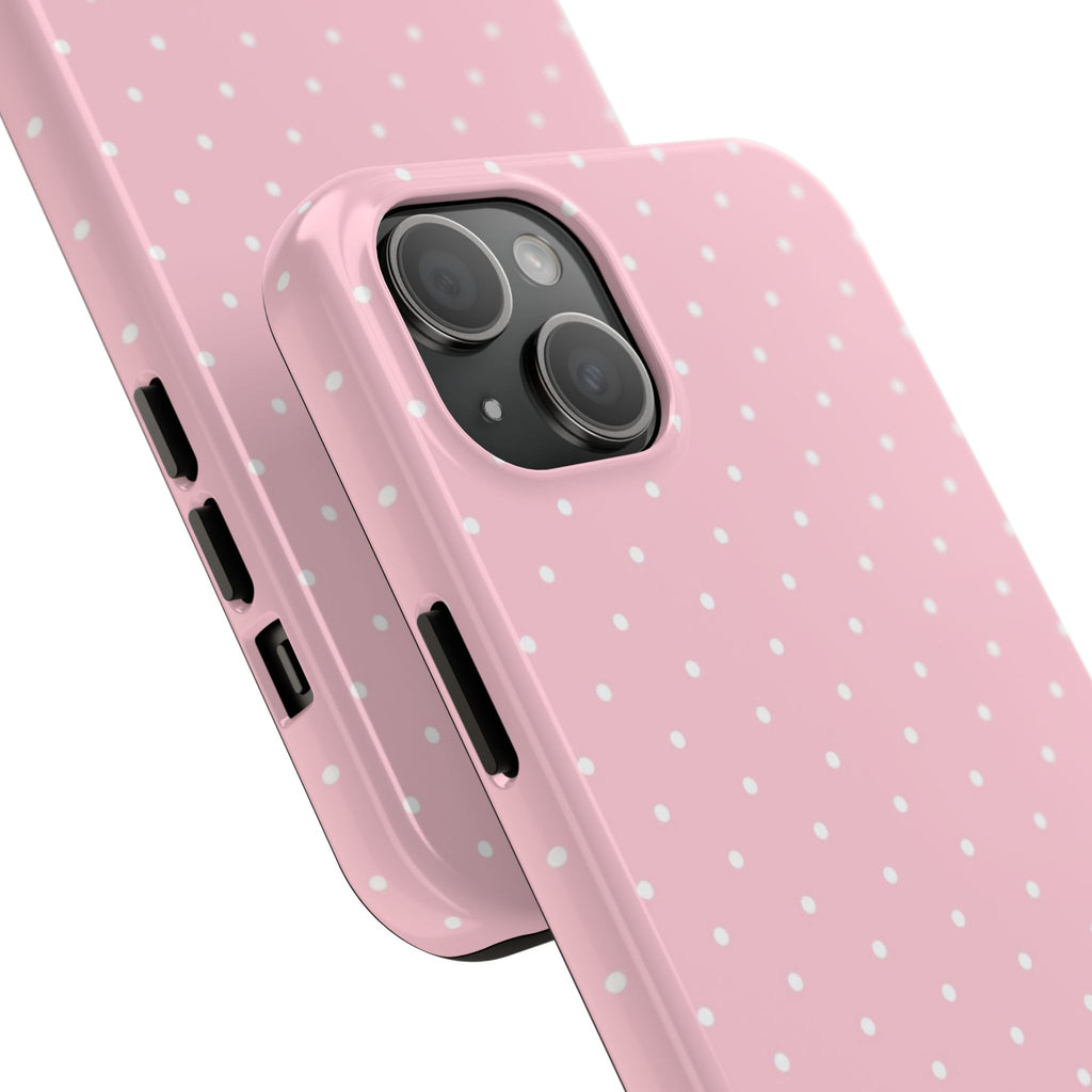 Pink Polka Dot Tough Phone Case — Slim Shockproof Protective Cover