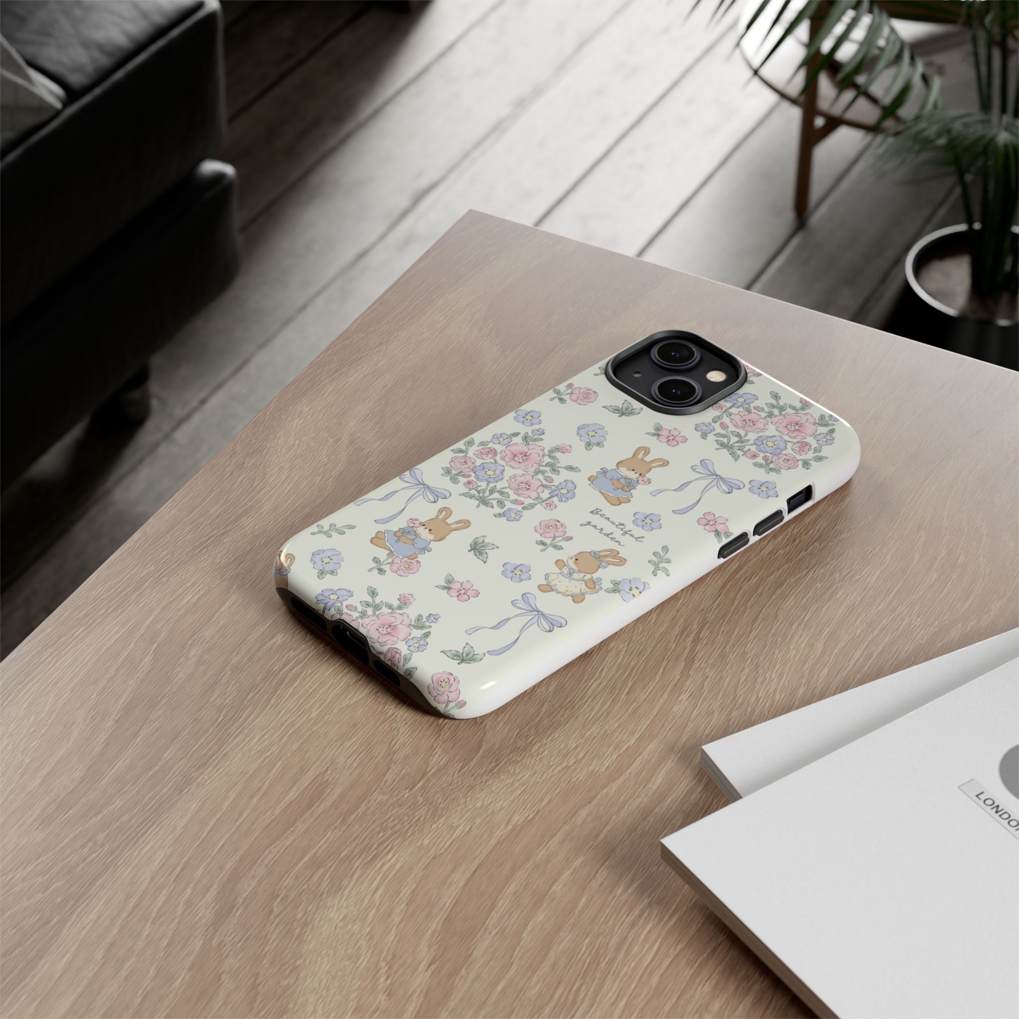Floral Bunny Phone Case — "Beautiful Garden" Protective iPhone Cover