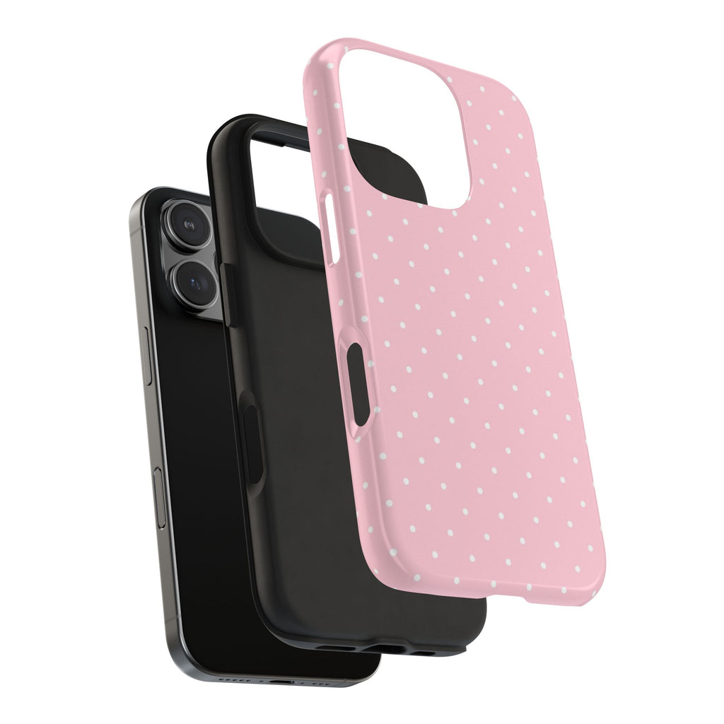 Pink Polka Dot Tough Phone Case — Slim Shockproof Protective Cover