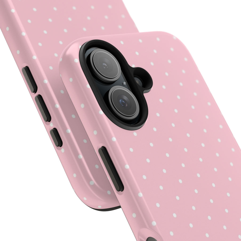 Pink Polka Dot Tough Phone Case — Slim Shockproof Protective Cover