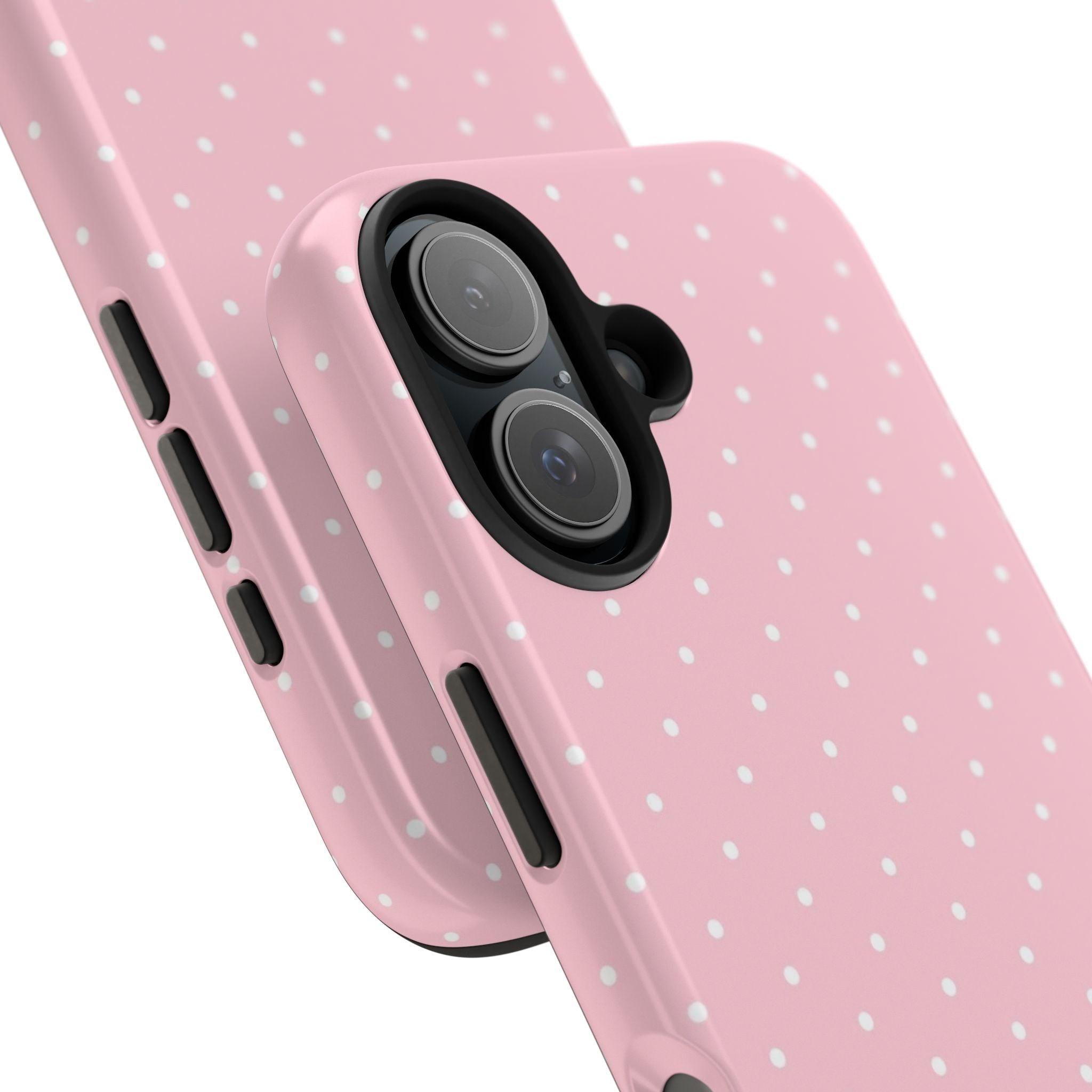 Pink Polka Dot Tough Phone Case — Slim Shockproof Protective Cover