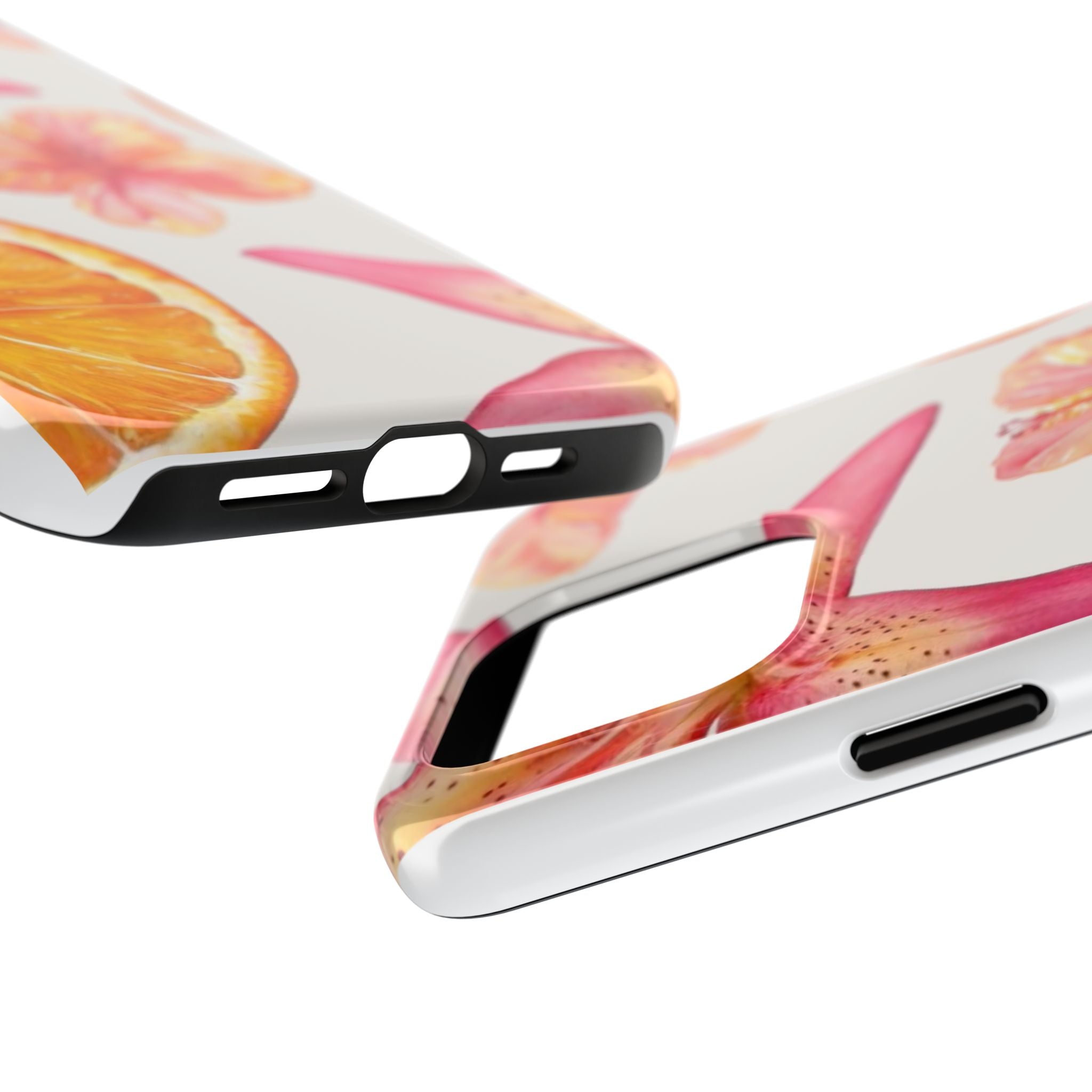 Tough Phone Case — Tropical Citrus & Pink Hibiscus Design
