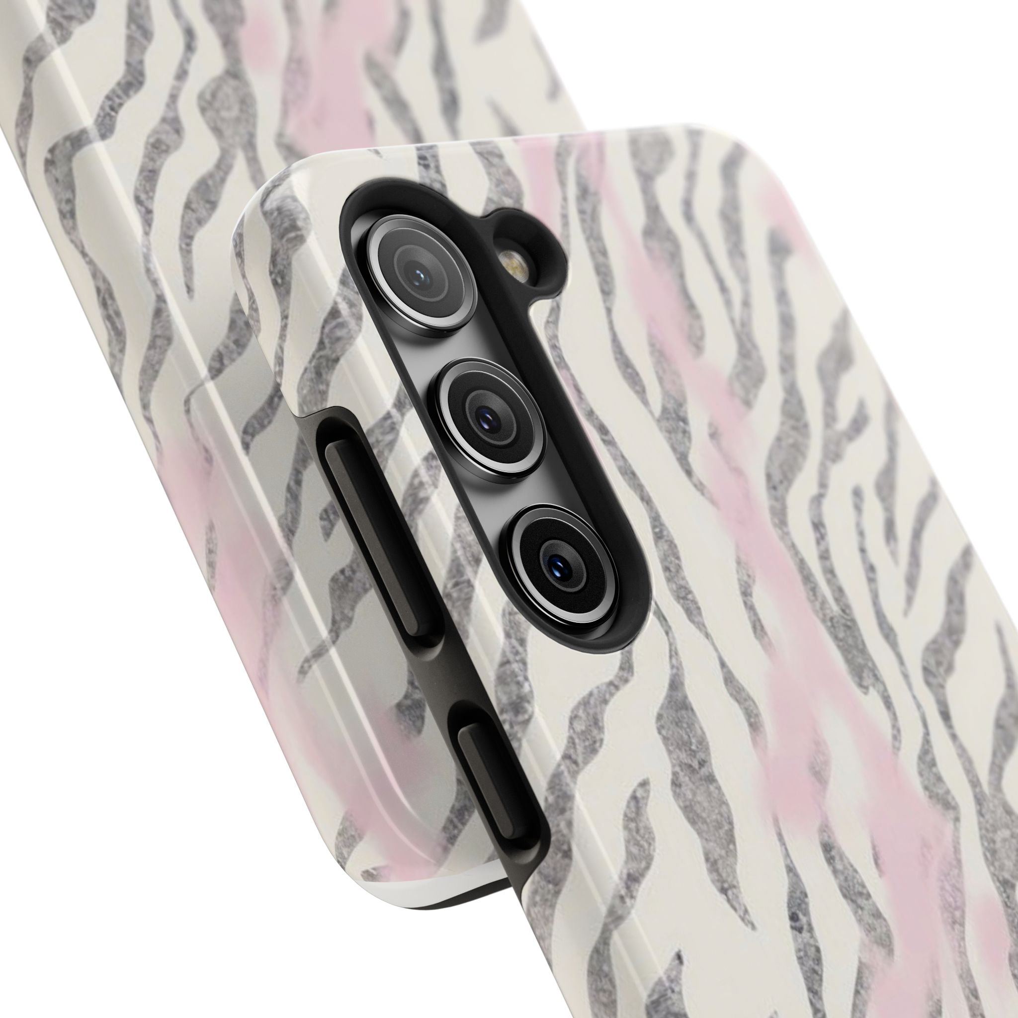 Zebra Blush Tough Phone Case — Pink Marble Animal Print Protective Cover