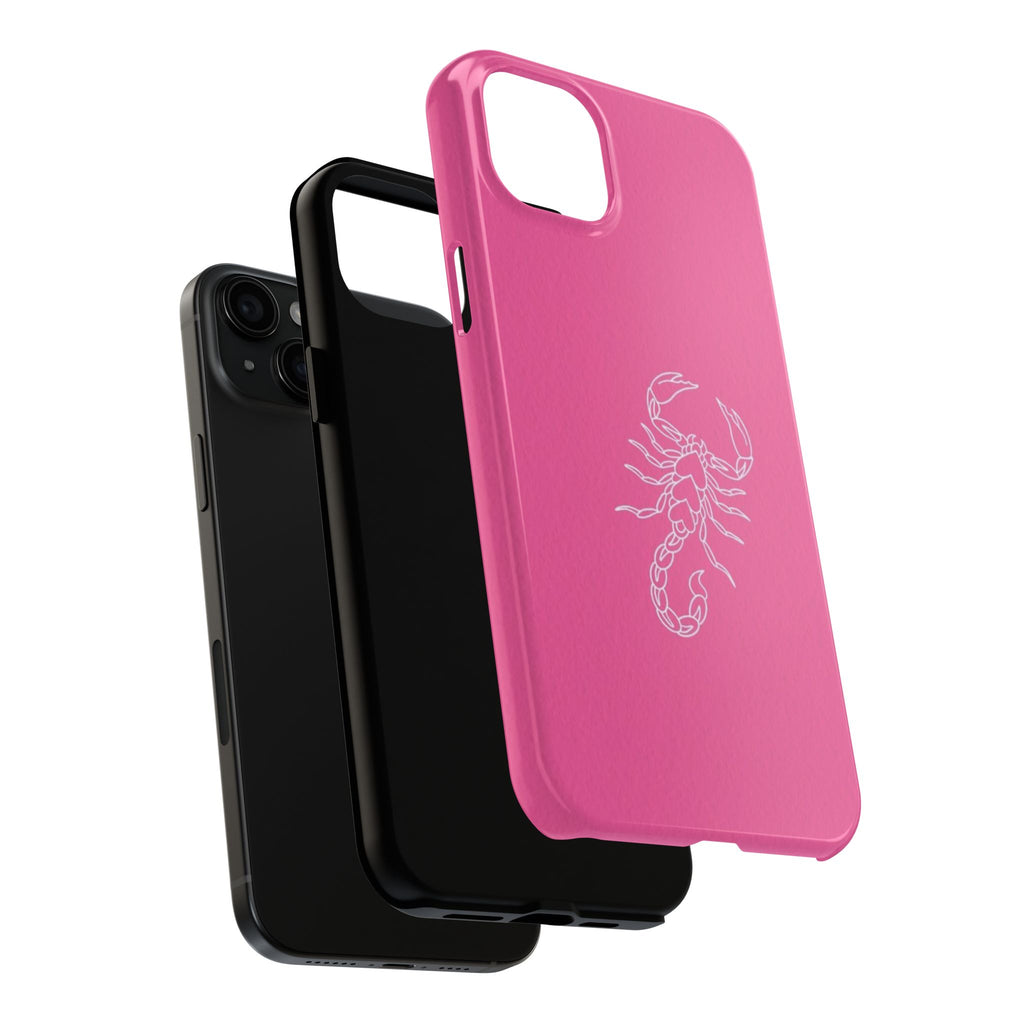 Pink Scorpion Tough Phone Case — Protective iPhone Case with White Scorpion Design