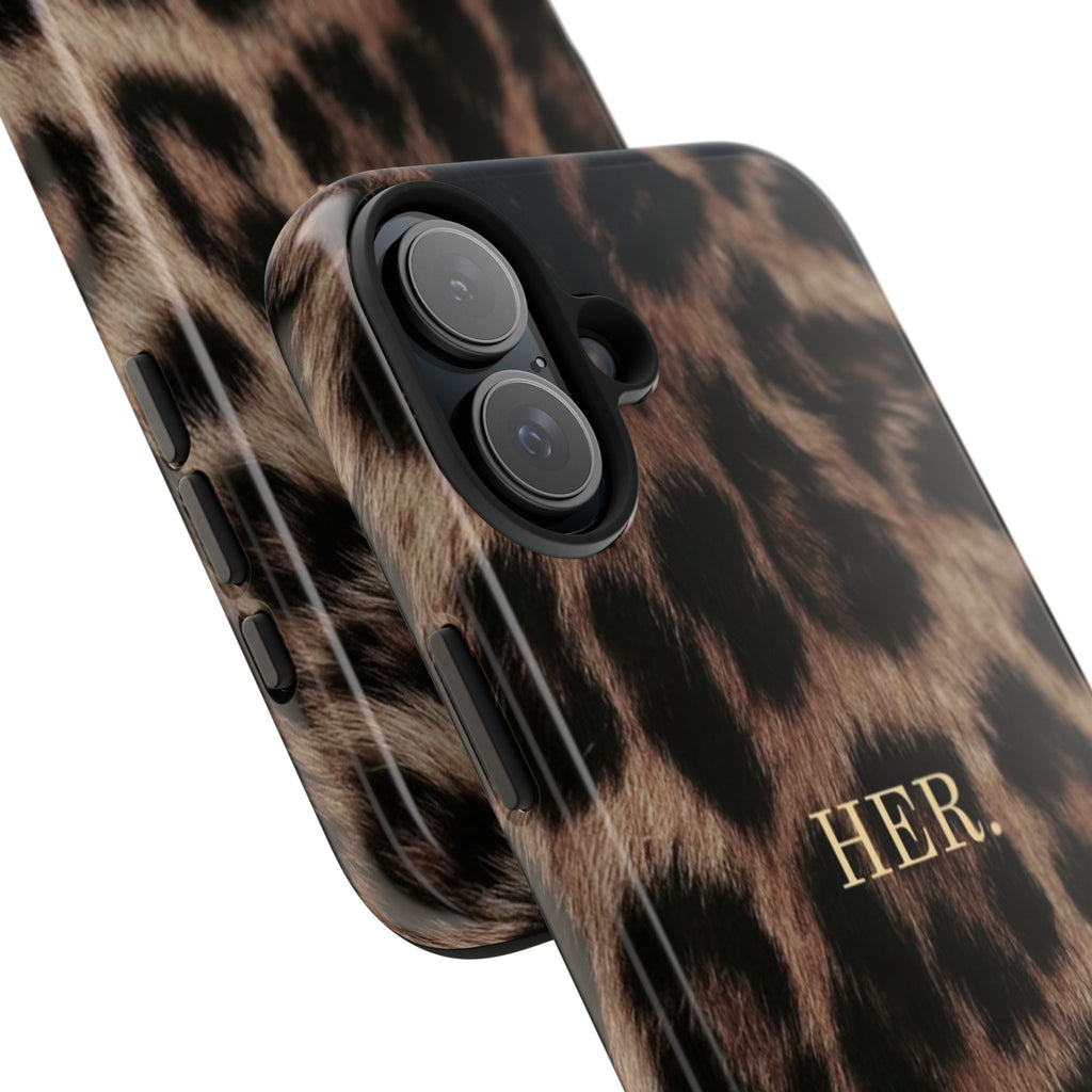 Leopard Print 'HER.' Tough Phone Case — Stylish Protective iPhone Cover