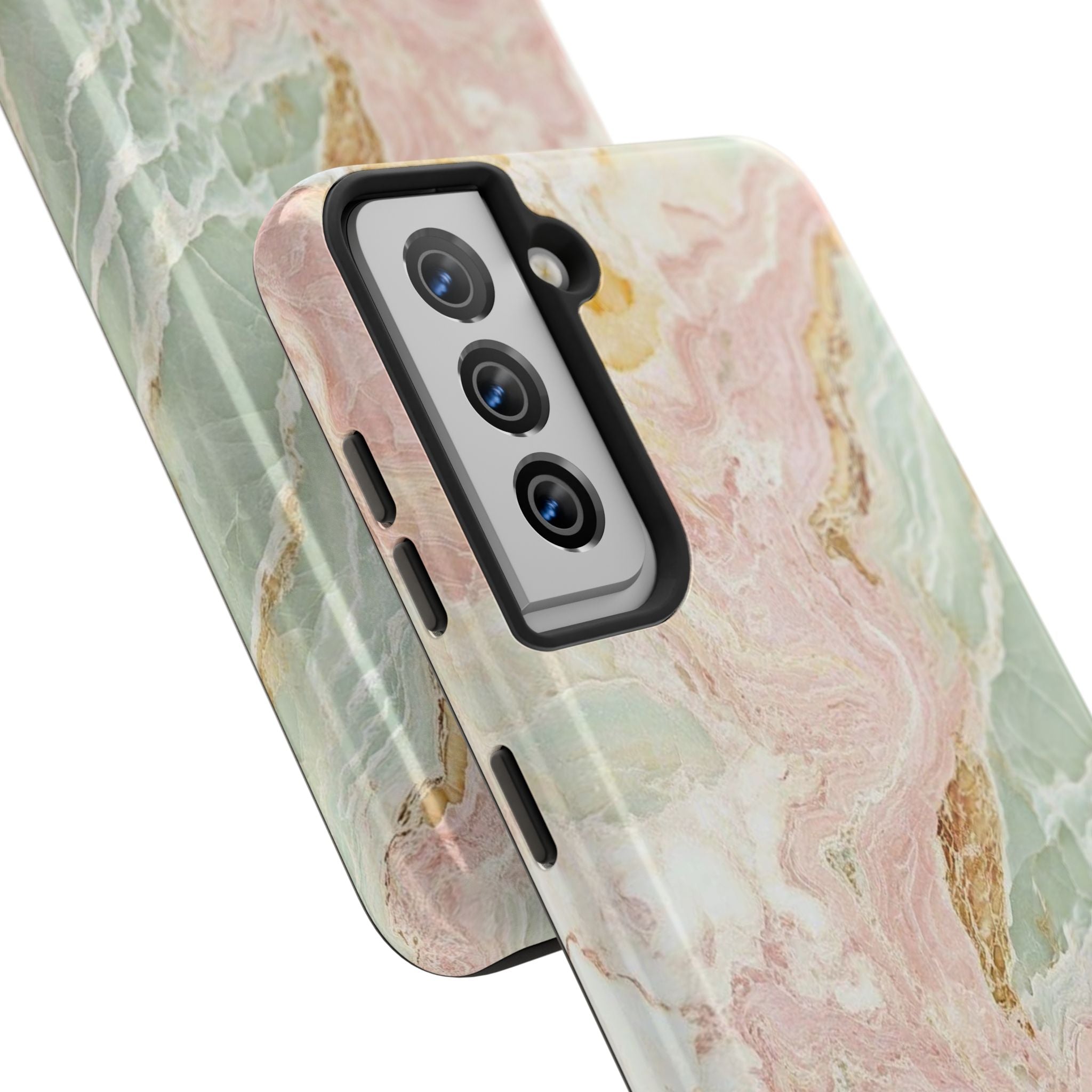Pastel Marble Tough Phone Case – Protective iPhone Cover with Pink & Mint Swirl
