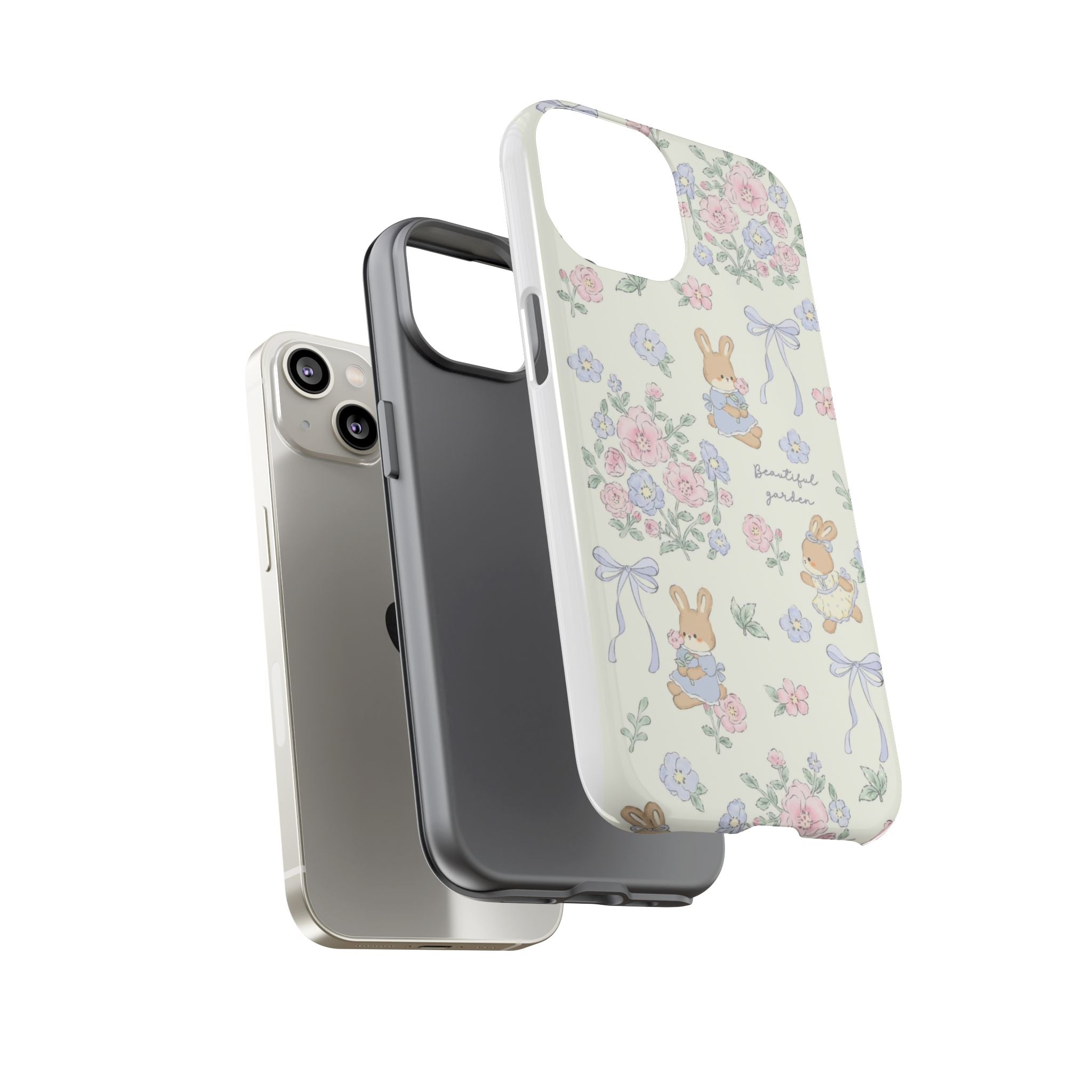 Floral Bunny Phone Case — "Beautiful Garden" Protective iPhone Cover