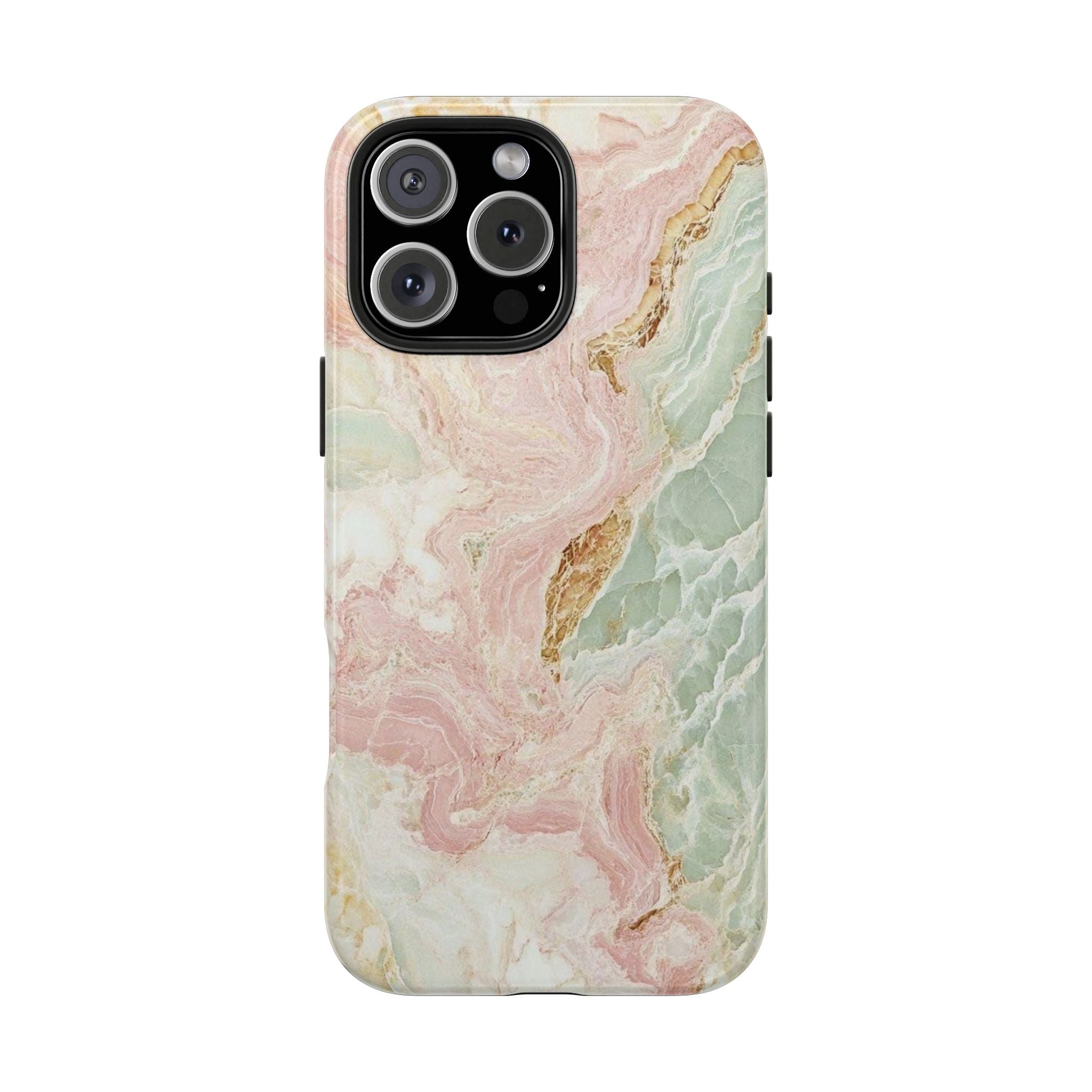 Pastel Marble Tough Phone Case – Protective iPhone Cover with Pink & Mint Swirl