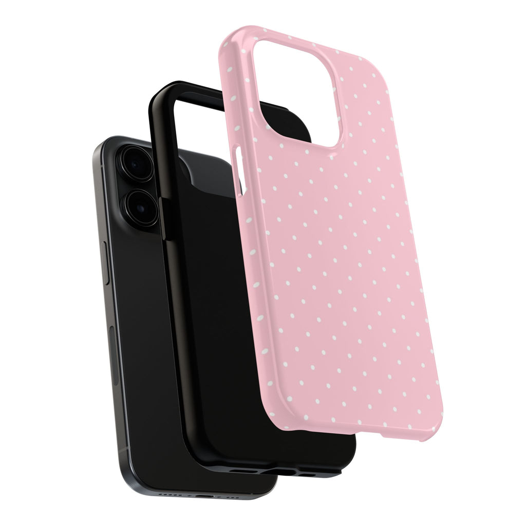 Pink Polka Dot Tough Phone Case — Slim Shockproof Protective Cover
