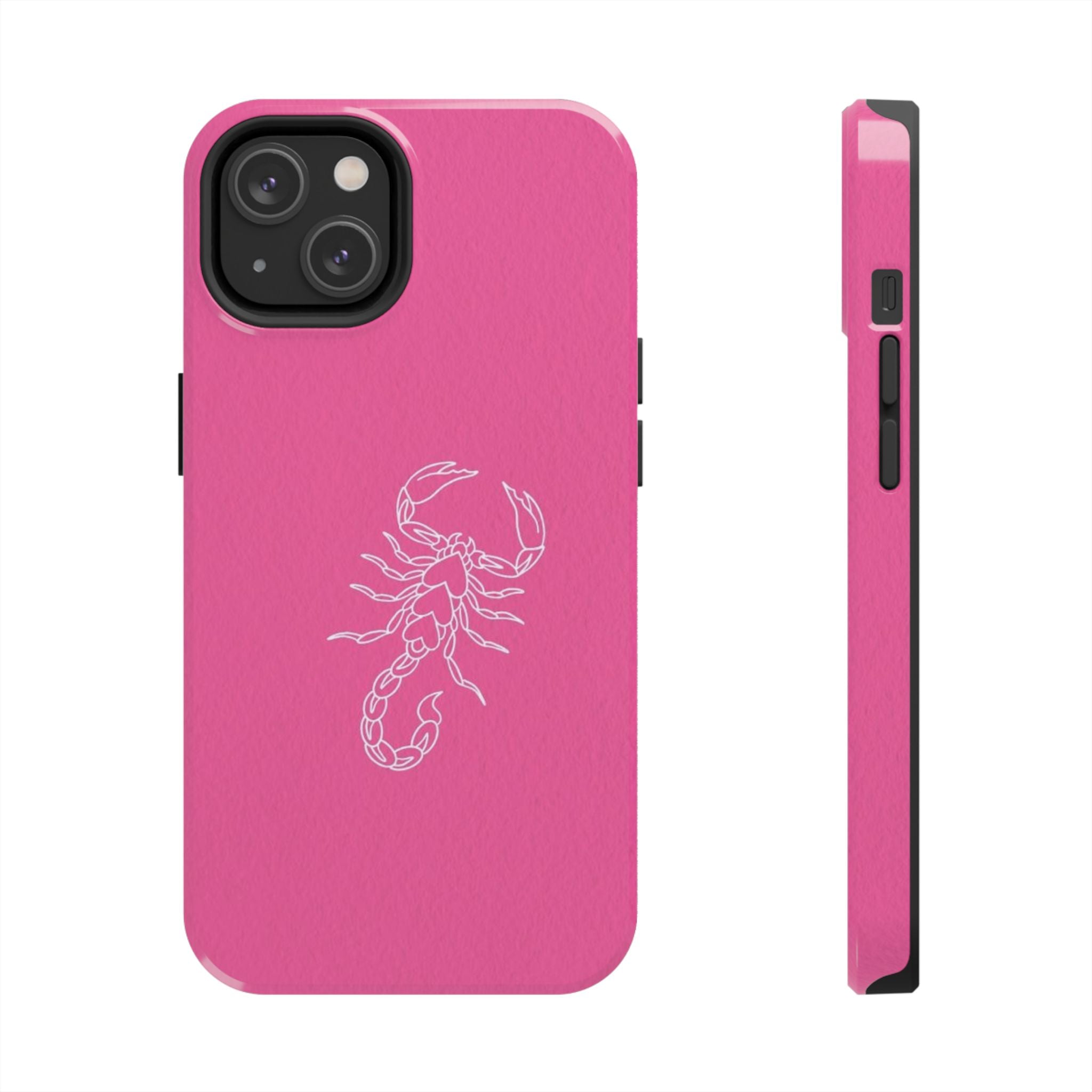 Pink Scorpion Tough Phone Case — Protective iPhone Case with White Scorpion Design