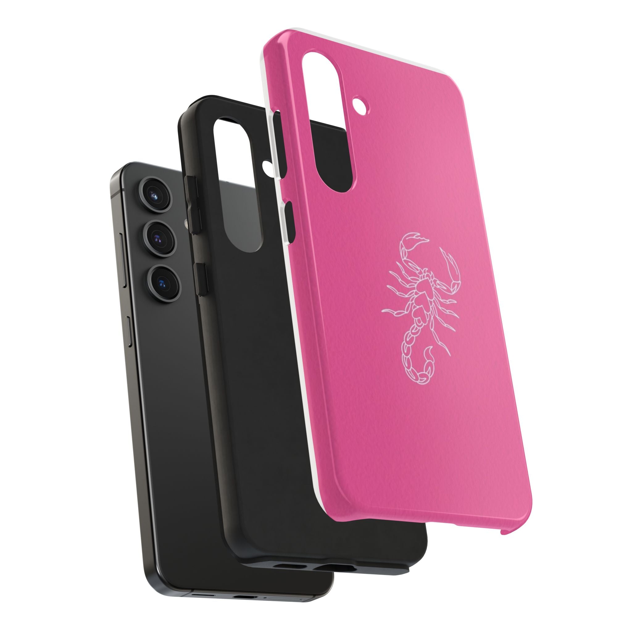 Pink Scorpion Tough Phone Case — Protective iPhone Case with White Scorpion Design