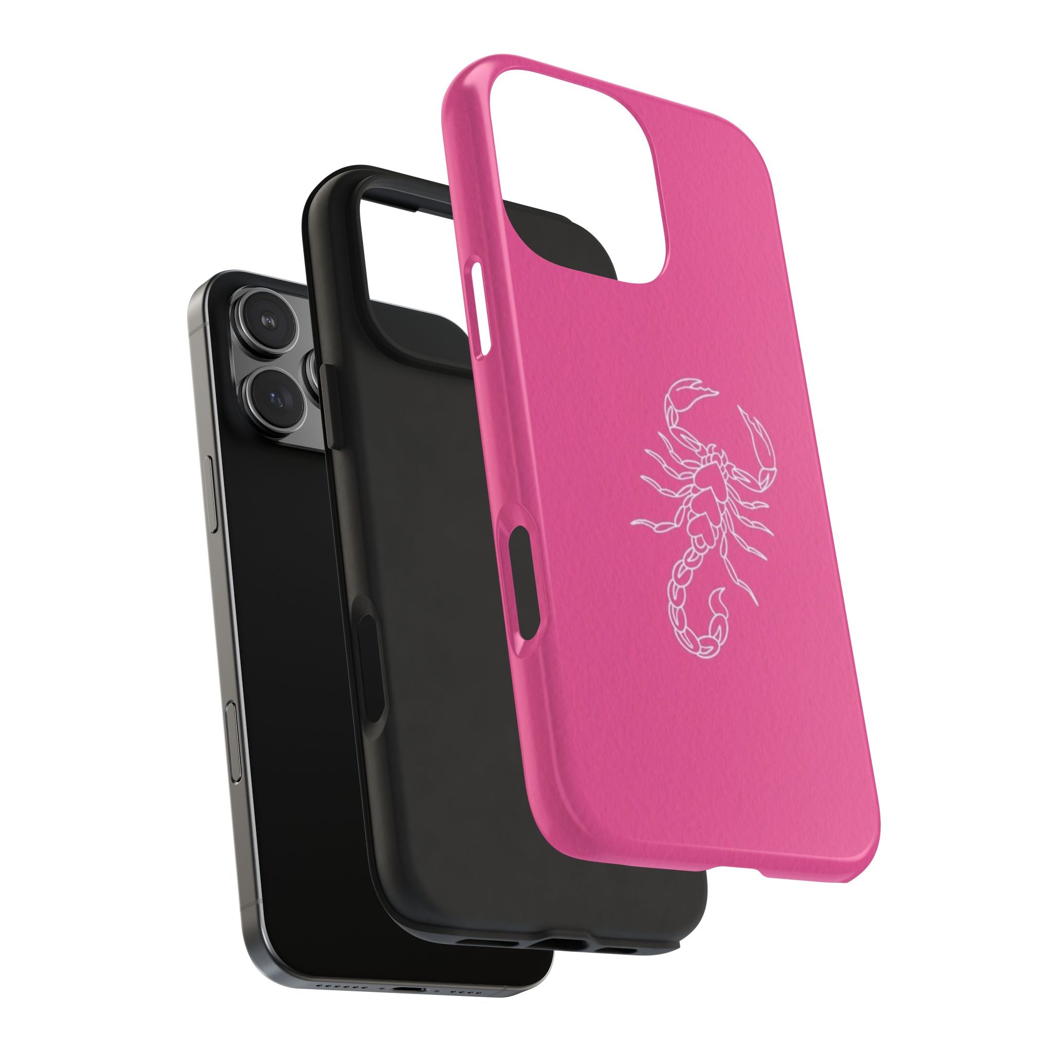 Pink Scorpion Tough Phone Case — Protective iPhone Case with White Scorpion Design