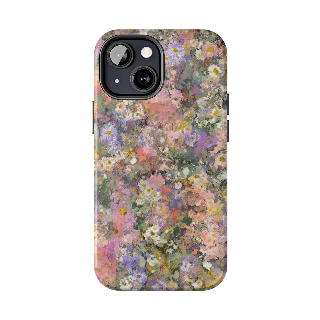 Floral Impression Tough Phone Case — Pastel Meadow Protective Cover