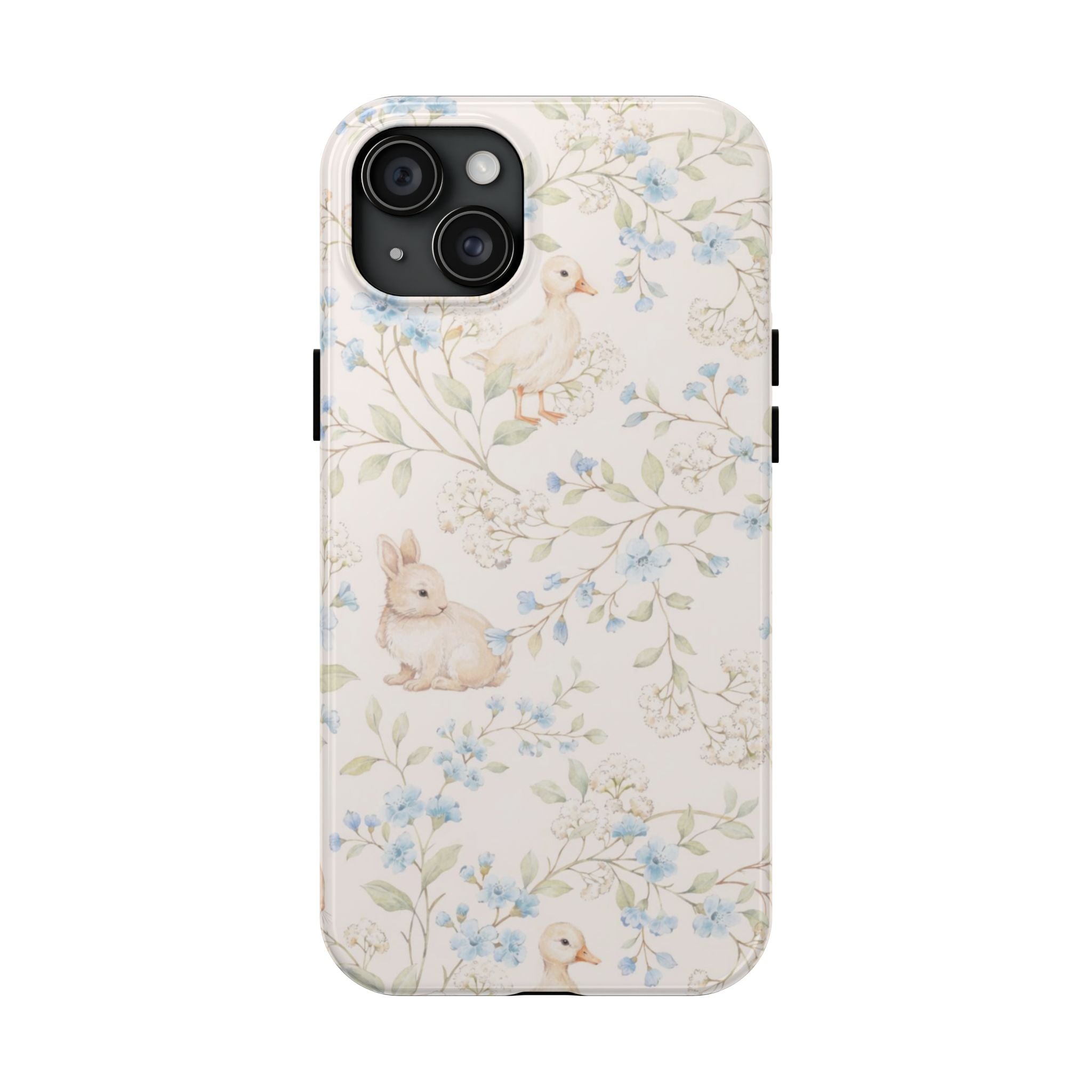Floral Bunny Tough Phone Case — Pastel Spring Rabbit Protective Cover