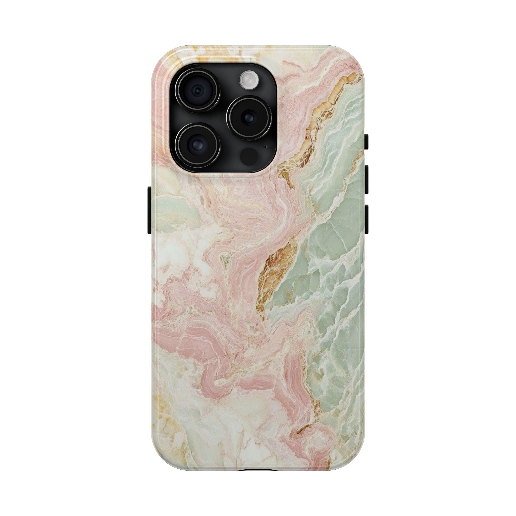 Pastel Marble Tough Phone Case – Protective iPhone Cover with Pink & Mint Swirl