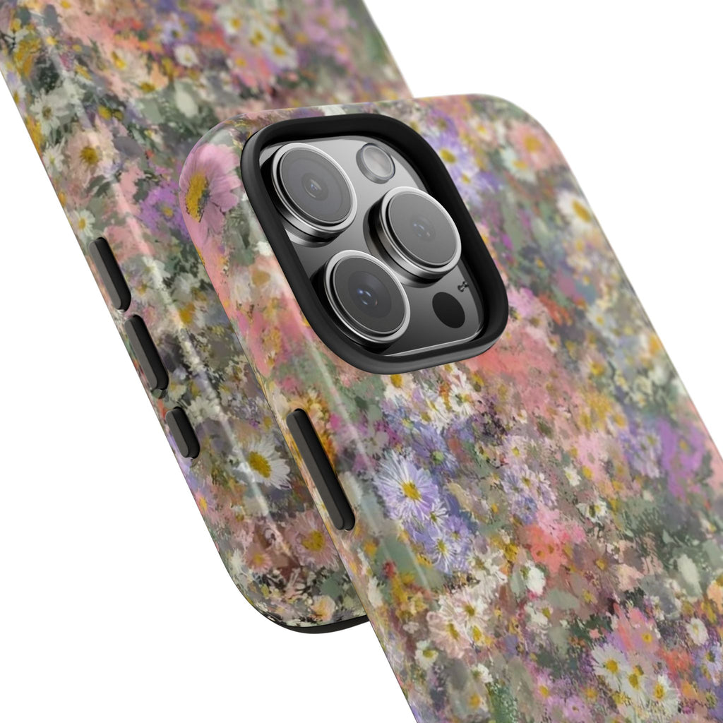 Floral Impression Tough Phone Case — Pastel Meadow Protective Cover
