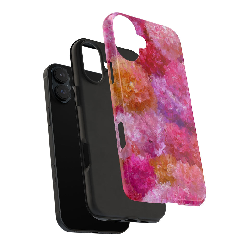 Floral Burst Tough Phone Case — Pink Watercolor Peony Protective Cover