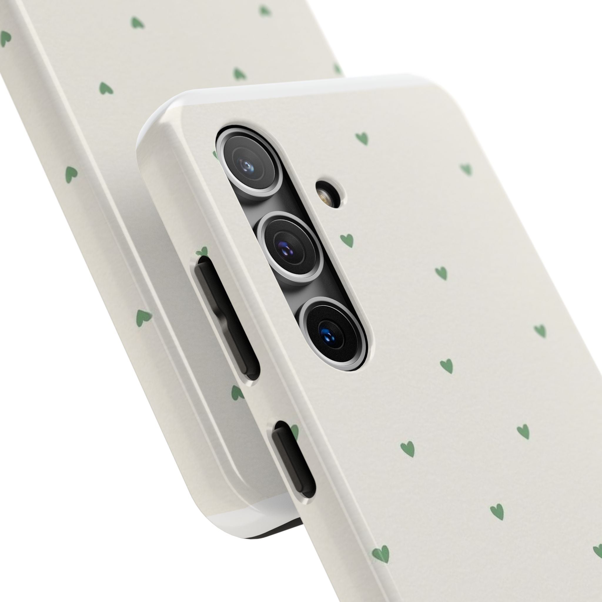 Minimal Green Heart Tough Phone Case — Protective Cute Patterned iPhone Case