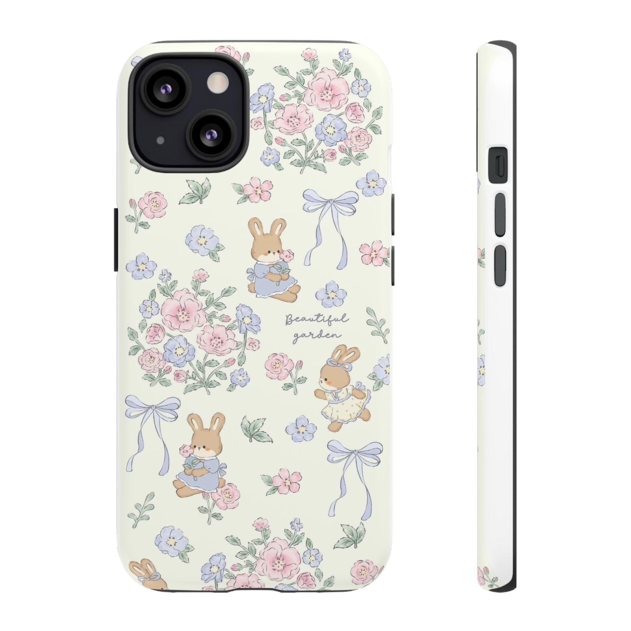 Floral Bunny Phone Case — "Beautiful Garden" Protective iPhone Cover