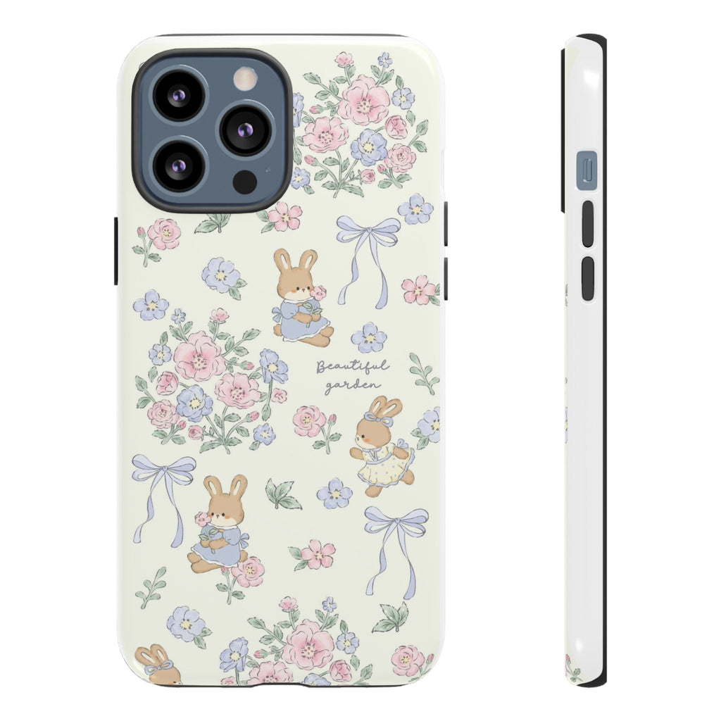 Floral Bunny Phone Case — "Beautiful Garden" Protective iPhone Cover