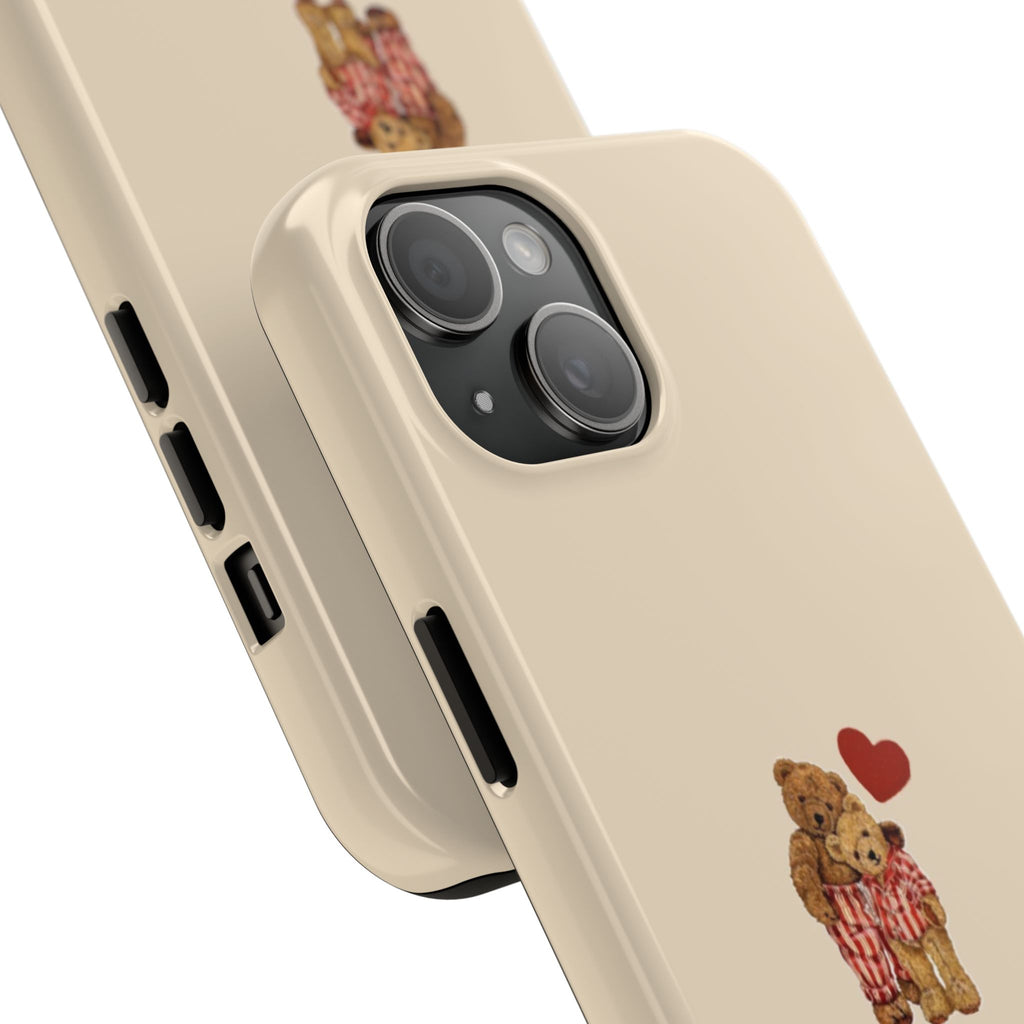 Tough Phone Case — Cute Teddy Bear with Heart Protective Cover