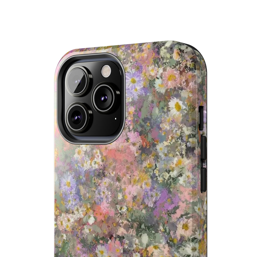 Floral Impression Tough Phone Case — Pastel Meadow Protective Cover