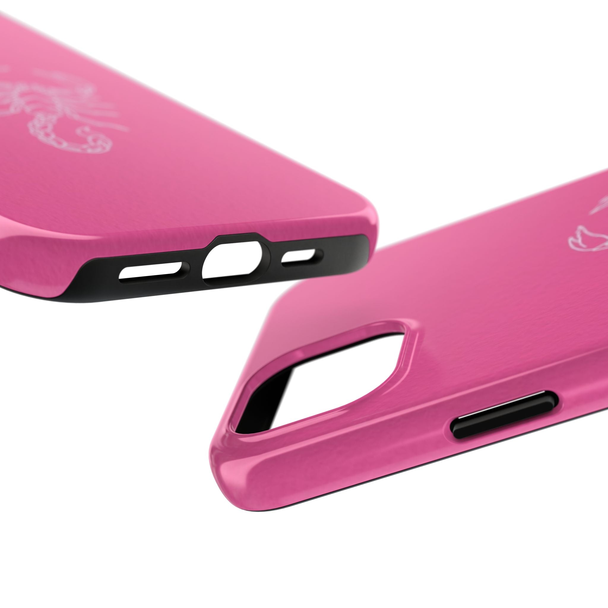 Pink Scorpion Tough Phone Case — Protective iPhone Case with White Scorpion Design
