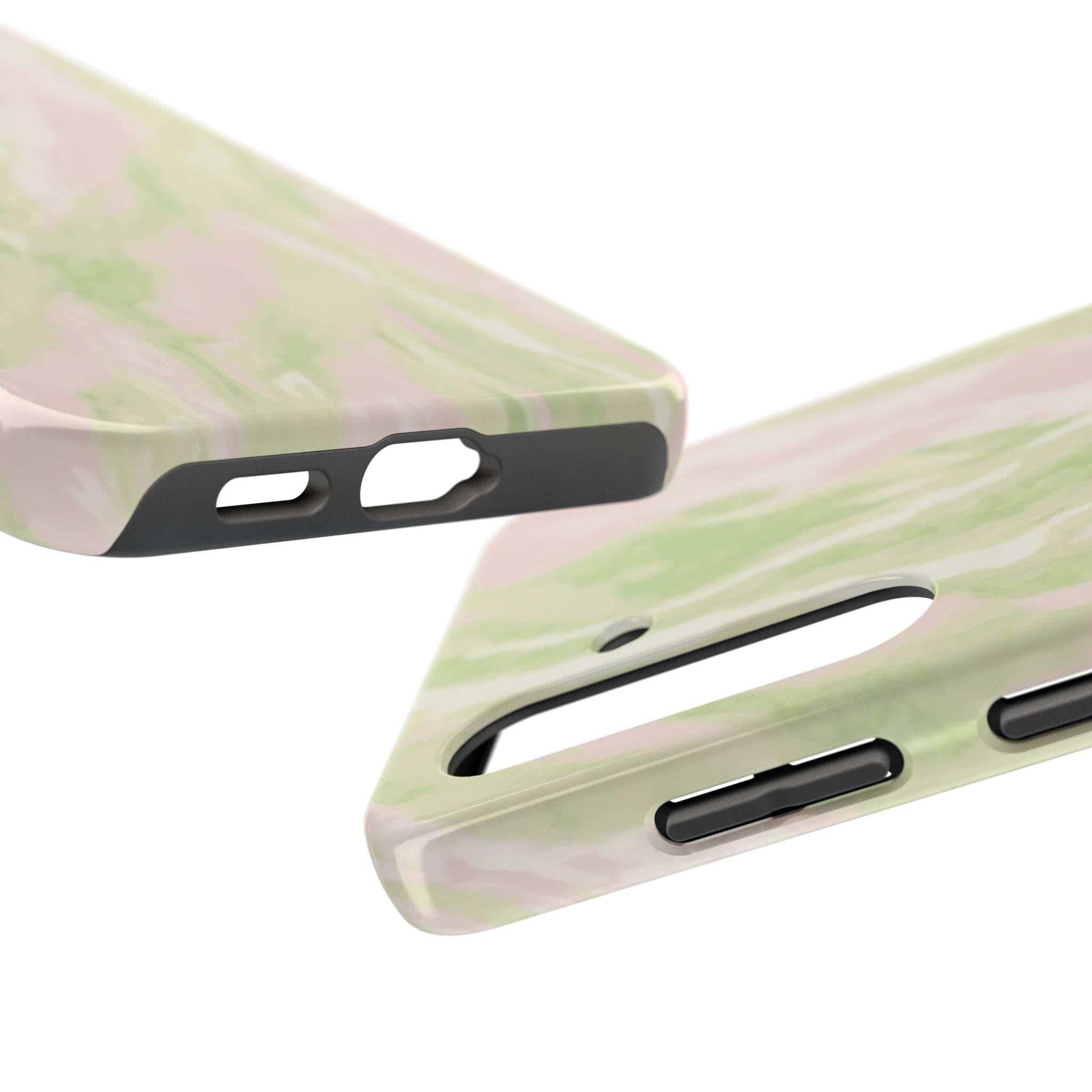 Pastel Marble Tough Phone Case — Pink & Sage Protective Phone Cover