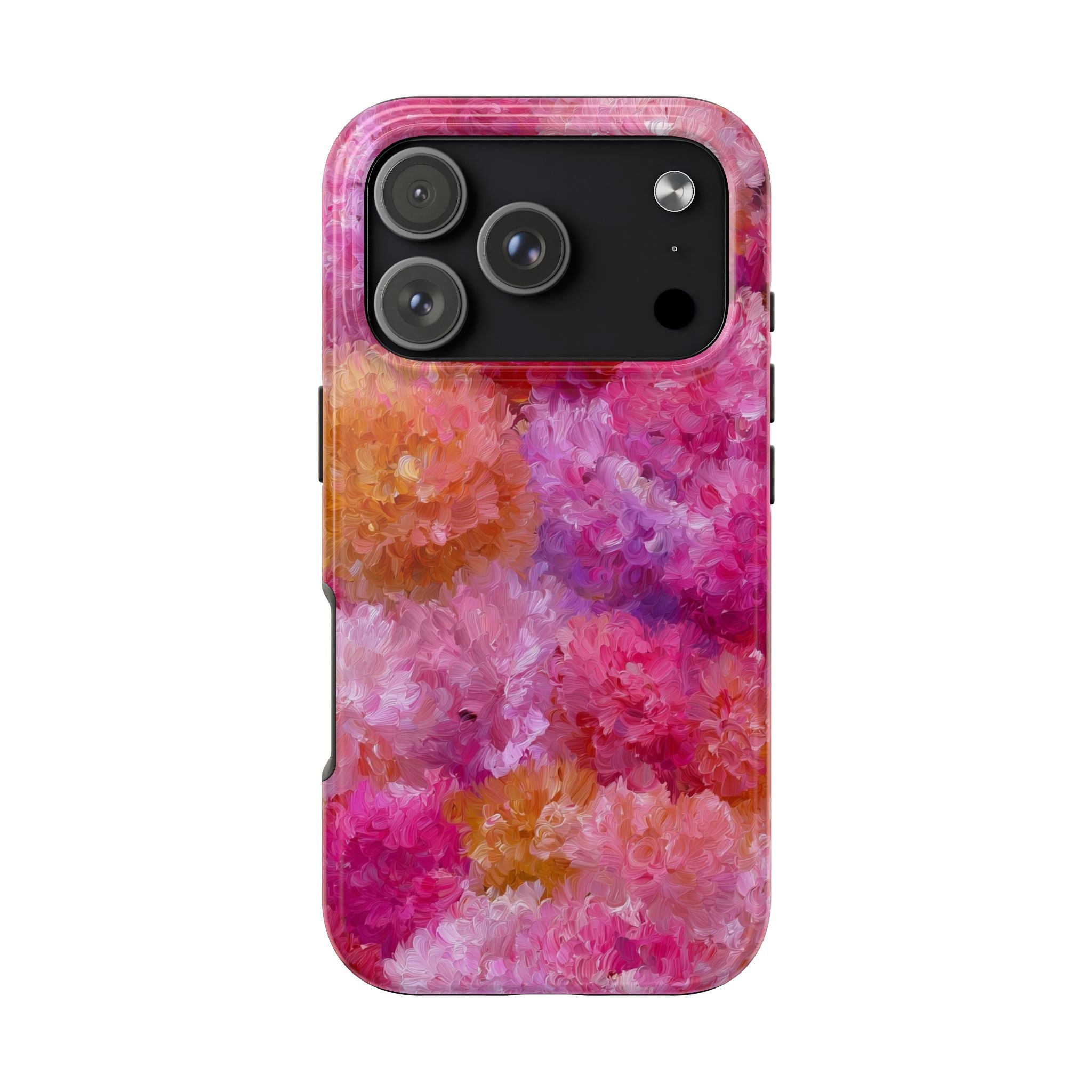 Floral Burst Tough Phone Case — Pink Watercolor Peony Protective Cover