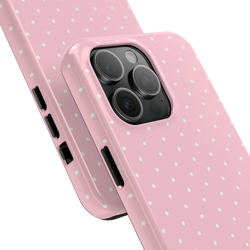 Pink Polka Dot Tough Phone Case — Slim Shockproof Protective Cover