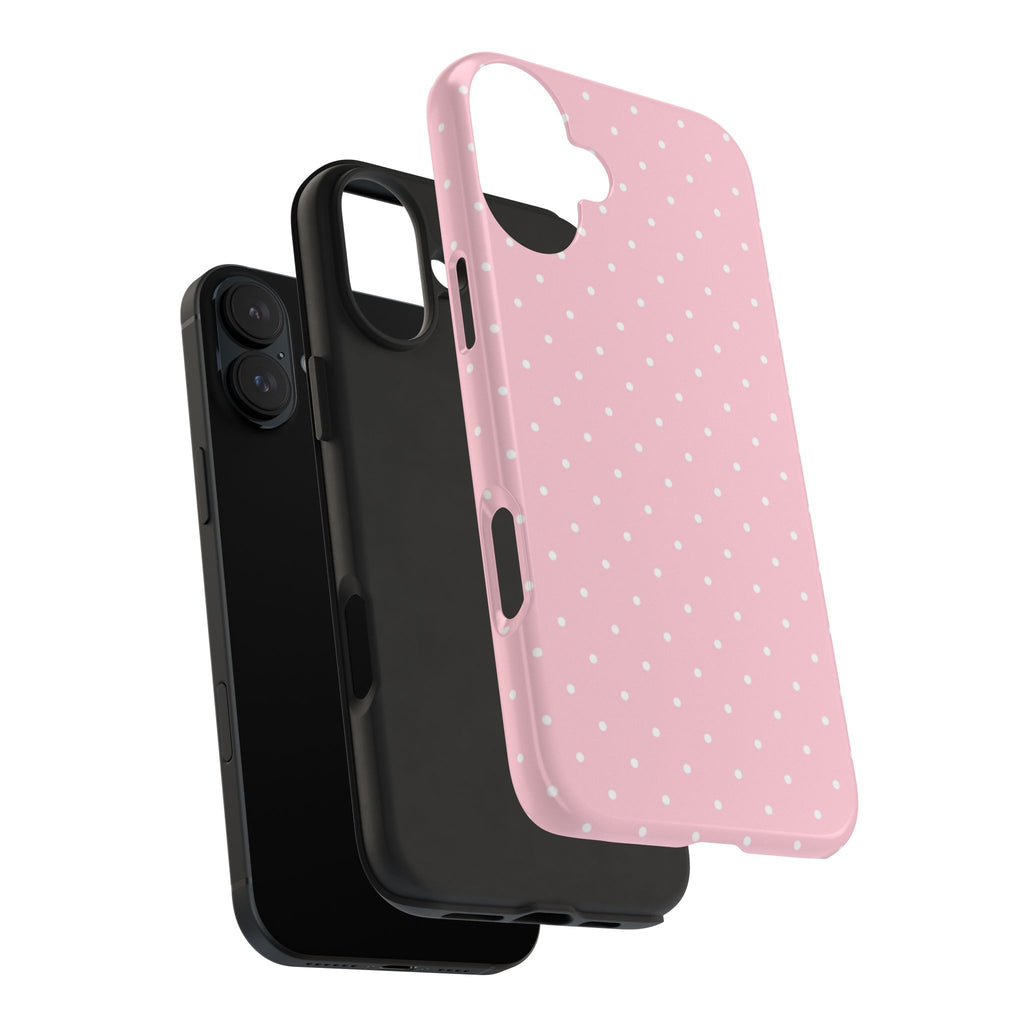 Pink Polka Dot Tough Phone Case — Slim Shockproof Protective Cover