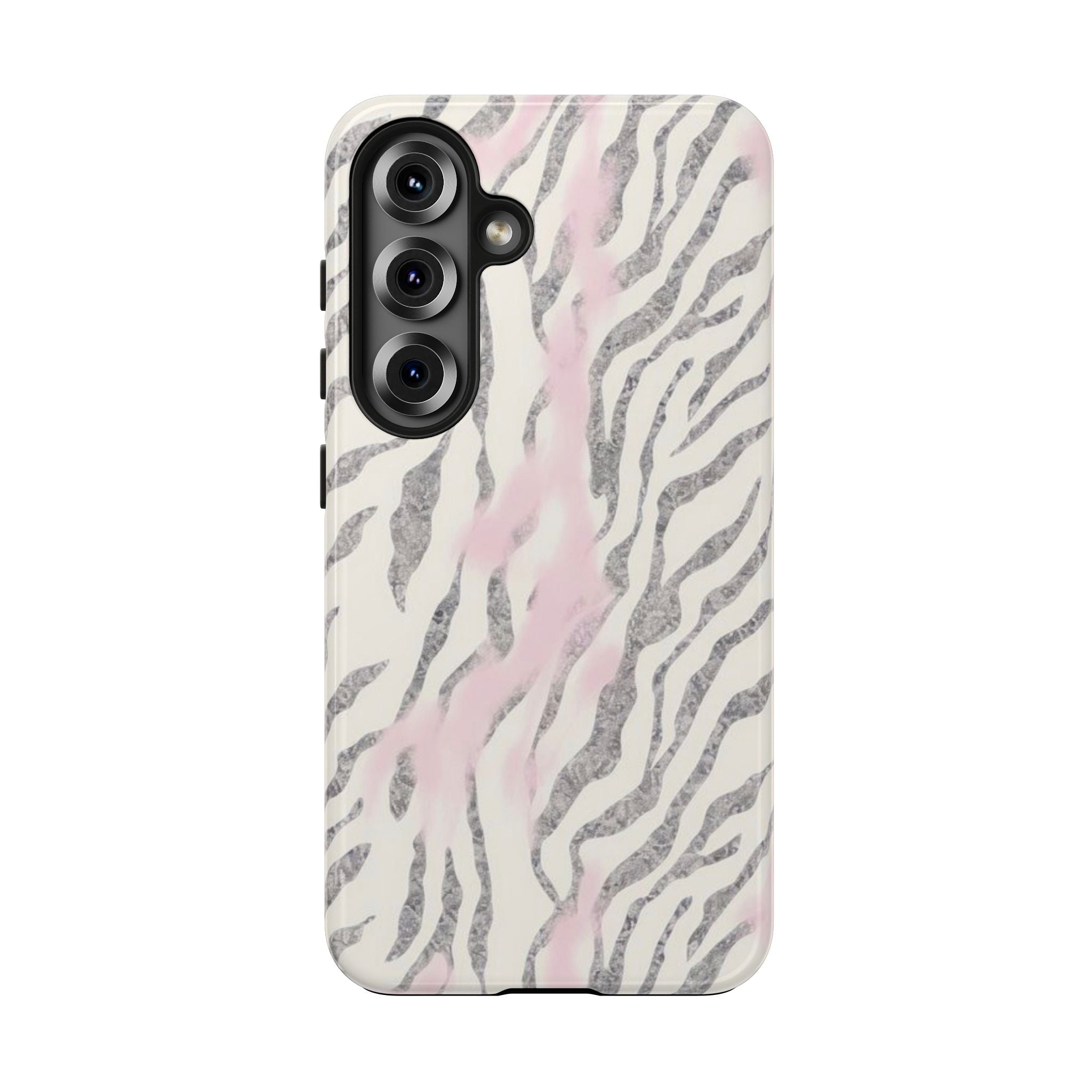 Zebra Blush Tough Phone Case — Pink Marble Animal Print Protective Cover