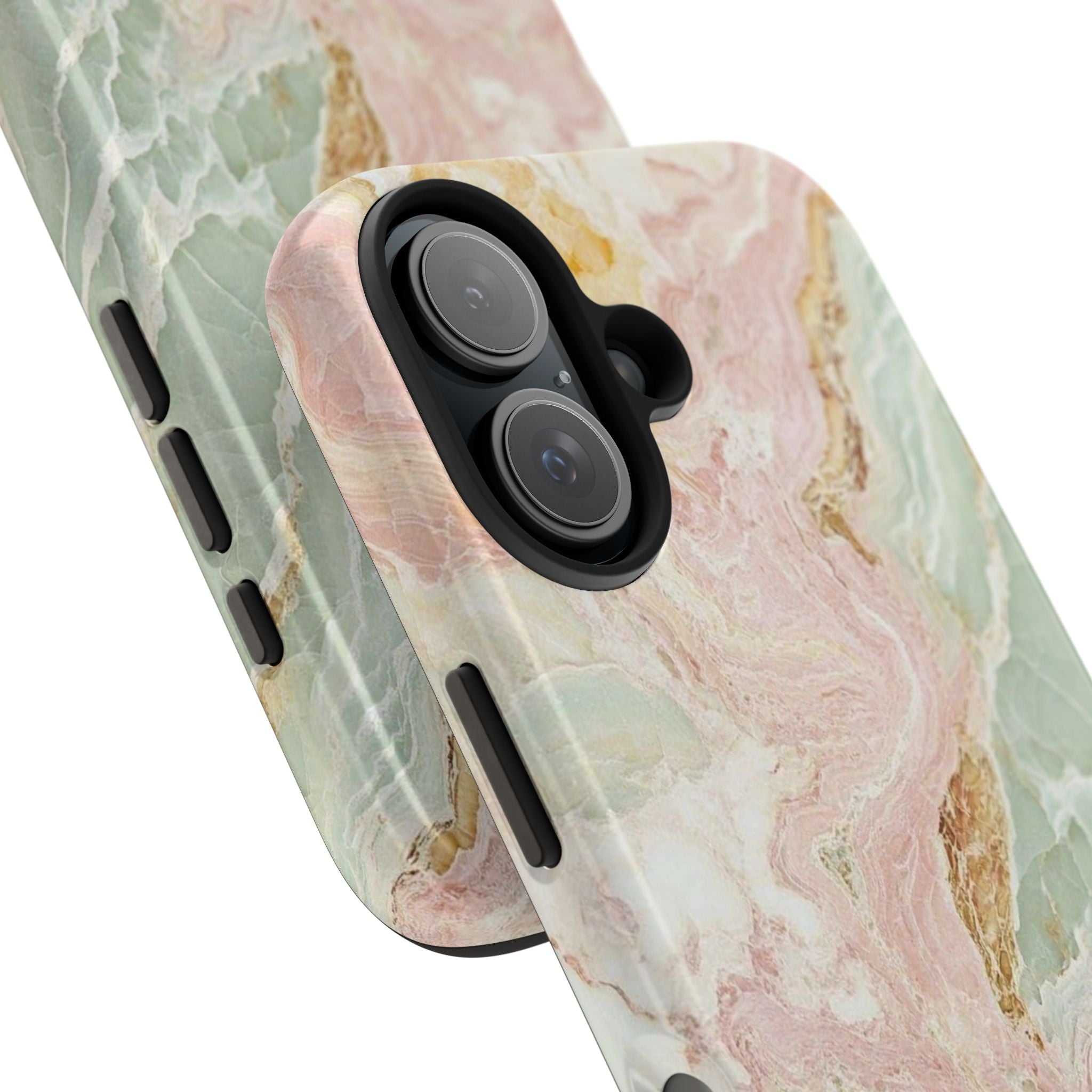 Pastel Marble Tough Phone Case – Protective iPhone Cover with Pink & Mint Swirl