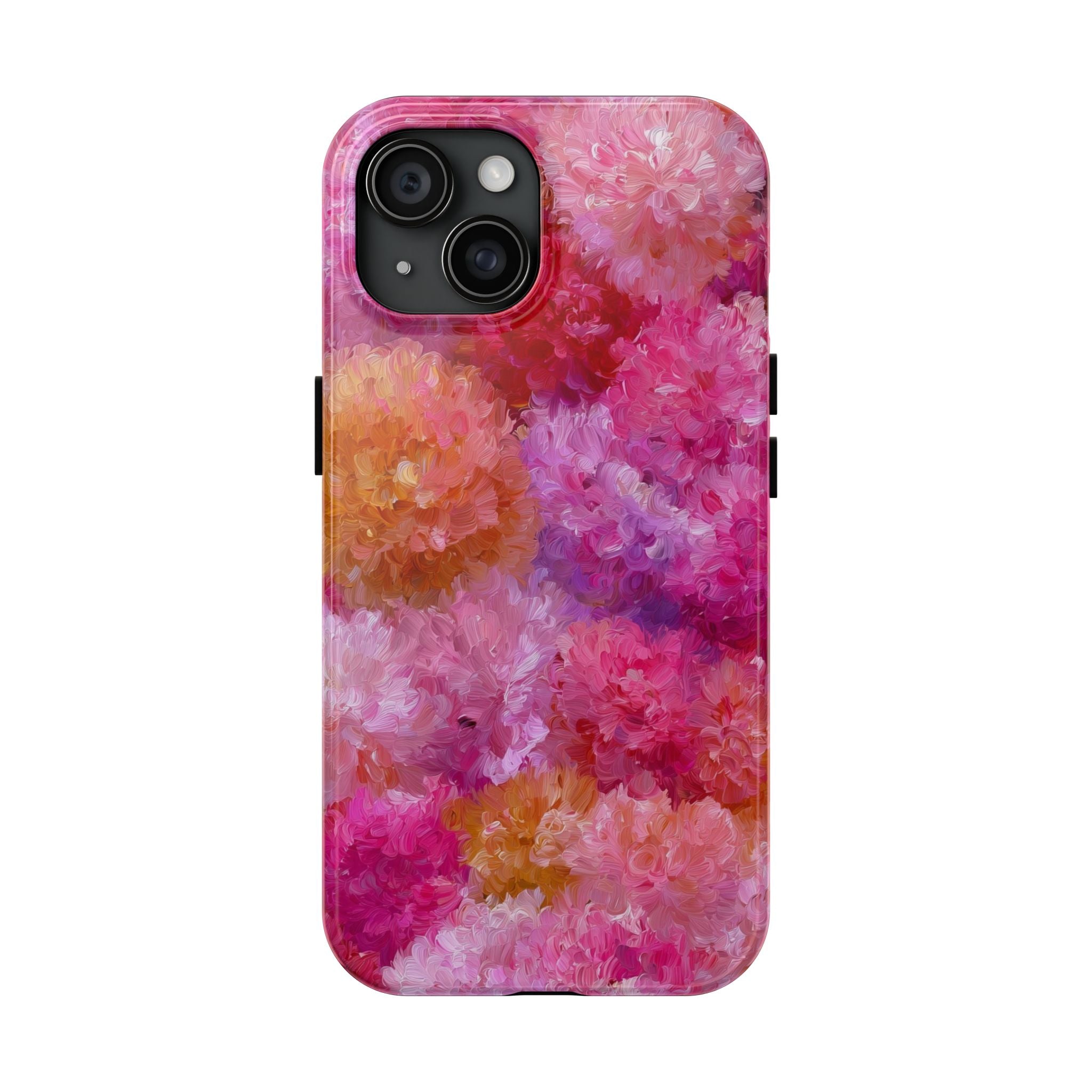 Floral Burst Tough Phone Case — Pink Watercolor Peony Protective Cover