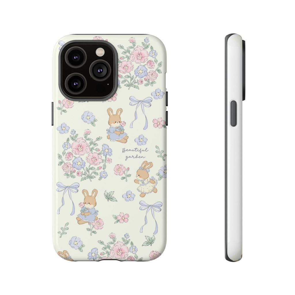 Floral Bunny Phone Case — "Beautiful Garden" Protective iPhone Cover