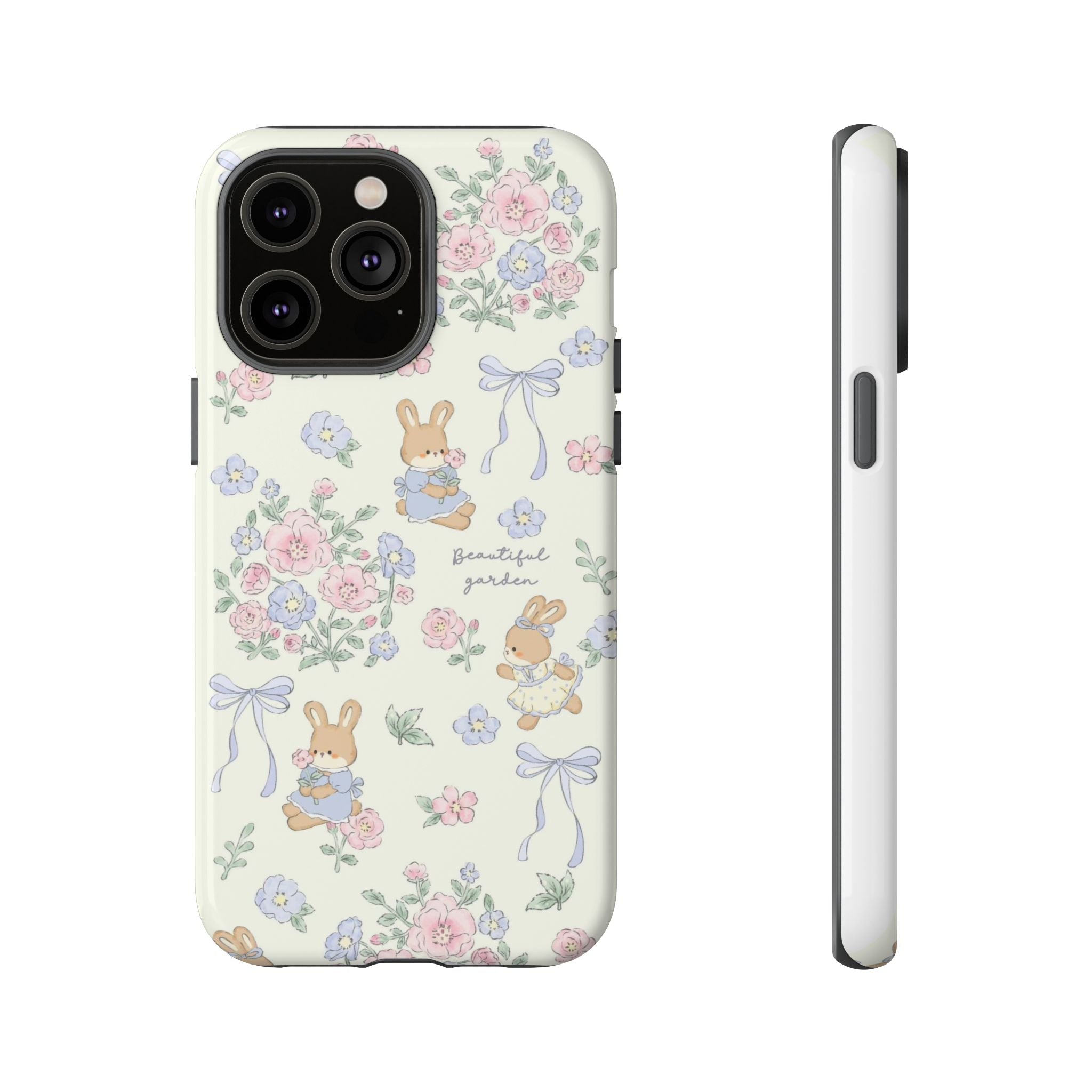 Floral Bunny Phone Case — "Beautiful Garden" Protective iPhone Cover