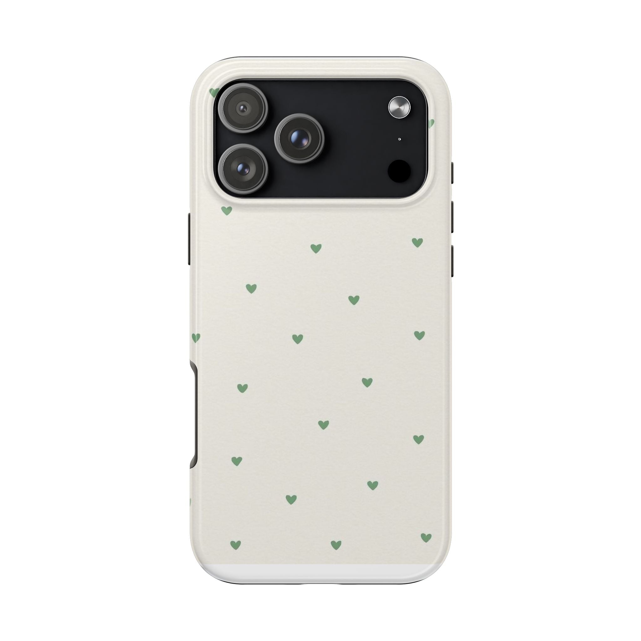 Minimal Green Heart Tough Phone Case — Protective Cute Patterned iPhone Case