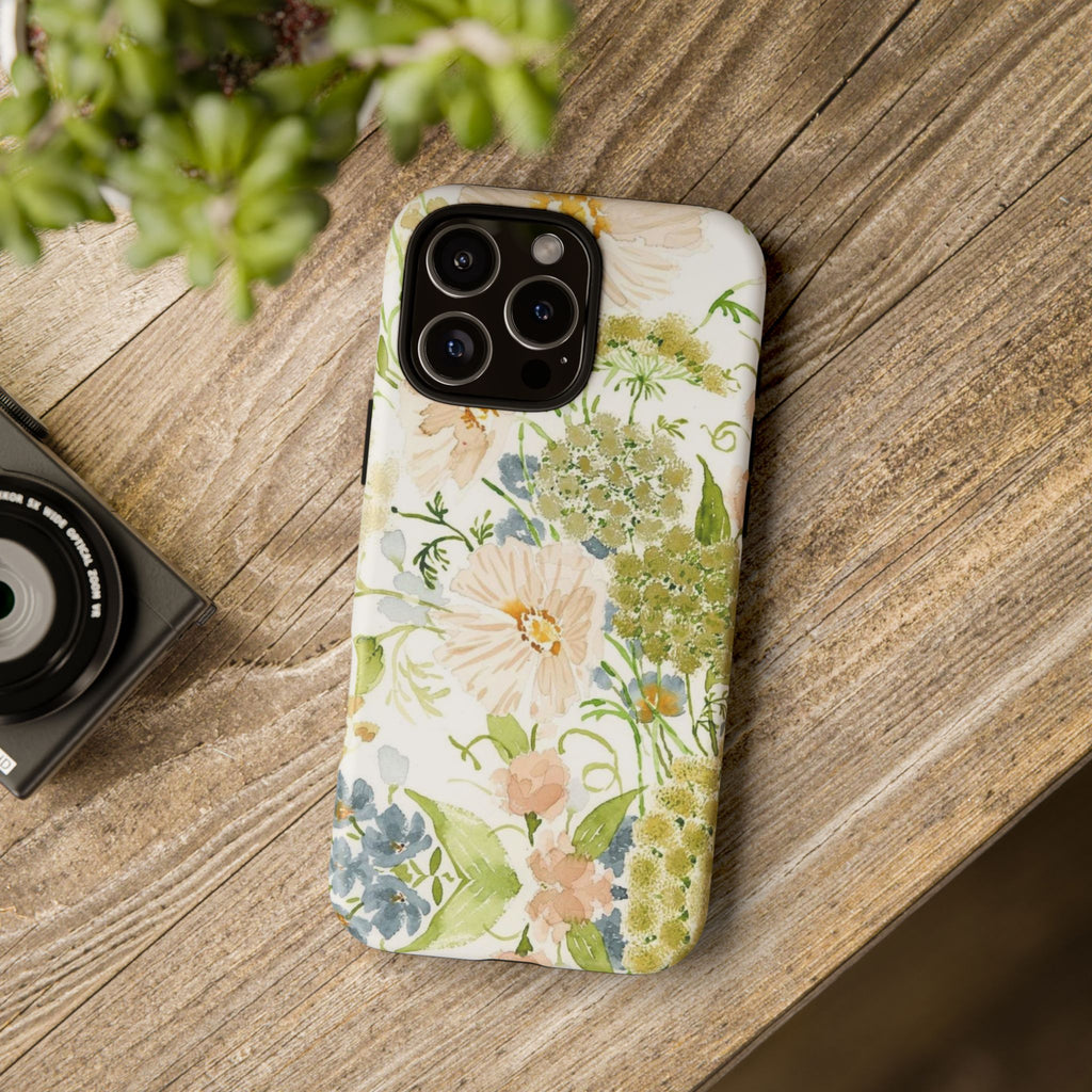 Floral Watercolor Phone Case — Pastel Garden Tough Case